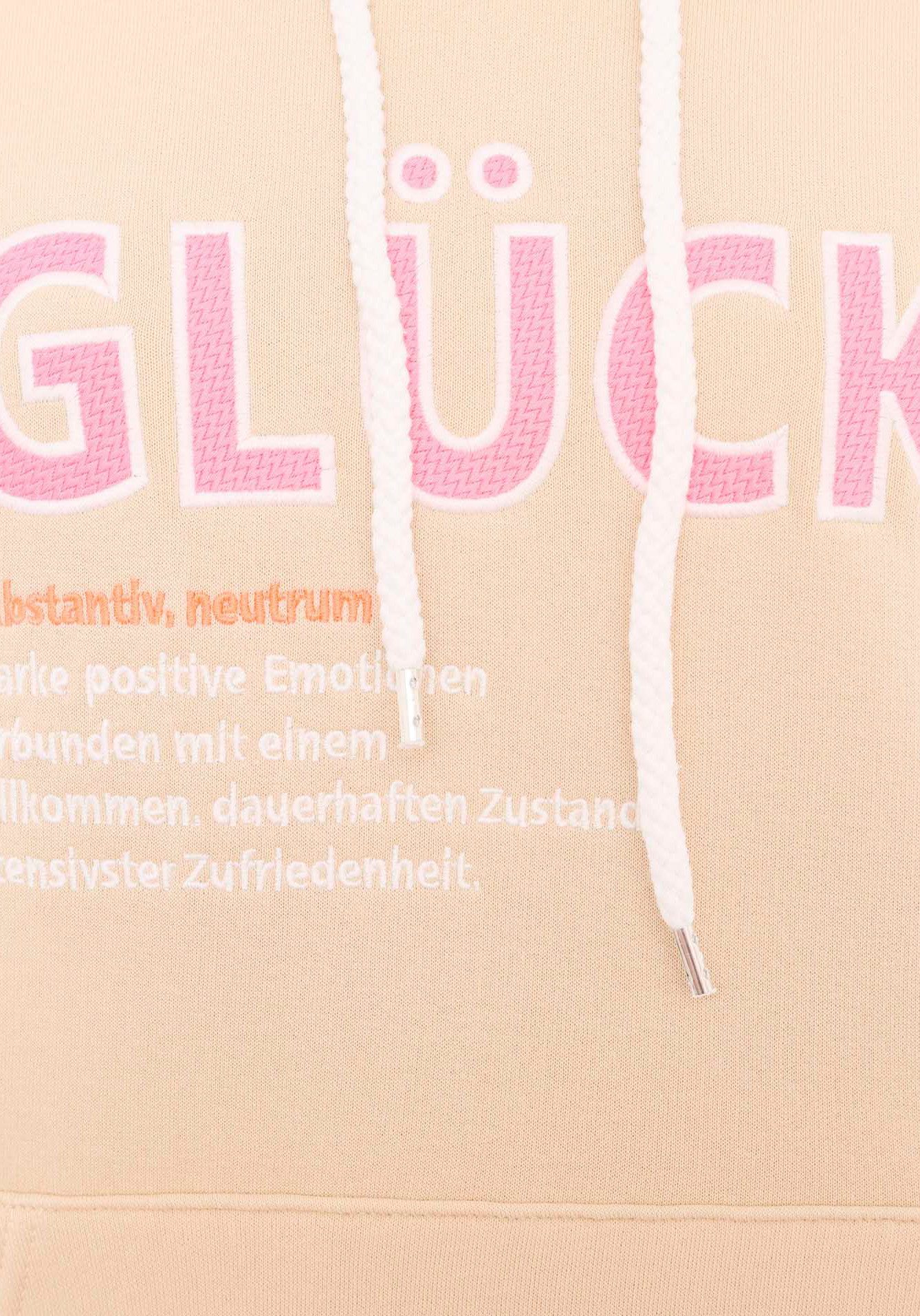Zwillingsherz Hoodie Geluk met tekst geluk en kangoeroezakken