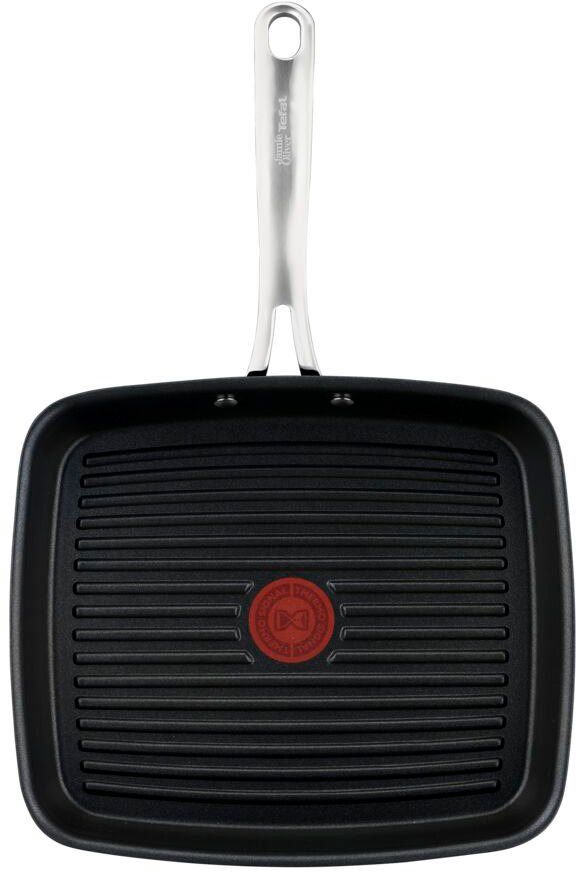 Tefal Grillpan Jamie Oliver Cooks Classic Thermo-signaal, voor alle kooksoorten incl. inductie, 23x27 cm (1-delig)