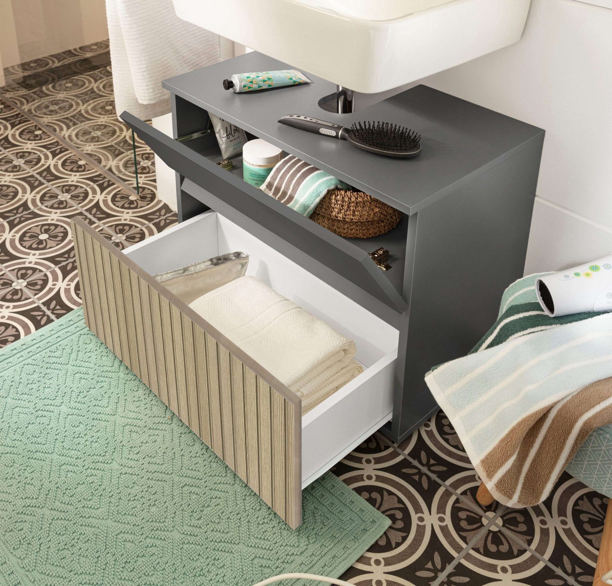Home affaire Wastafelonderkast Wisla Sifon uitsparing, push-to-open functie, breedte 60 cm, hoogte 55 cm