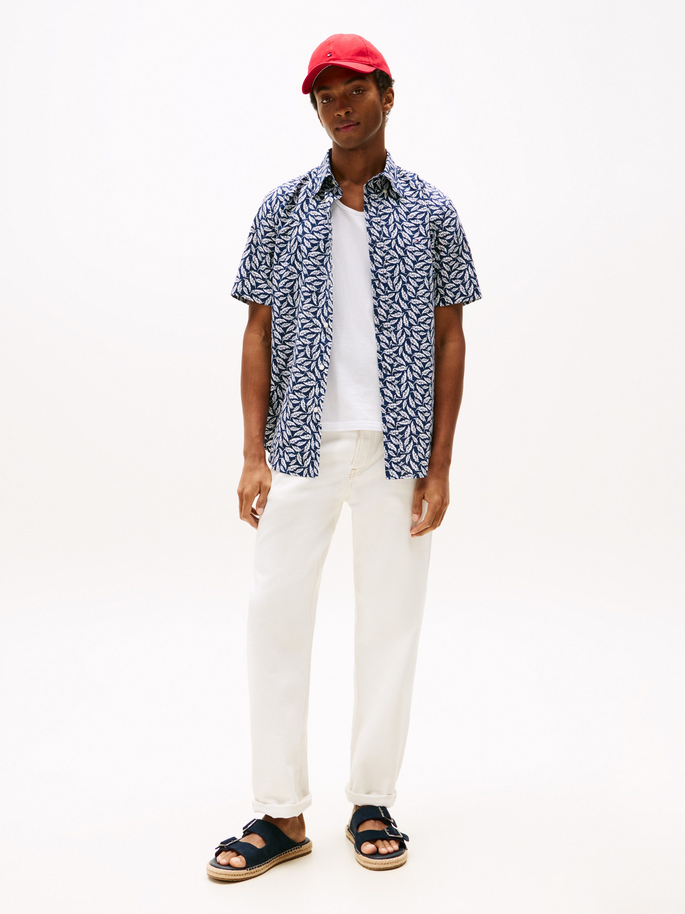 Tommy Hilfiger Overhemd met korte mouwen LINEN BLEND PRINT S/S RF SHIRT modieuze print, met linnen aandeel