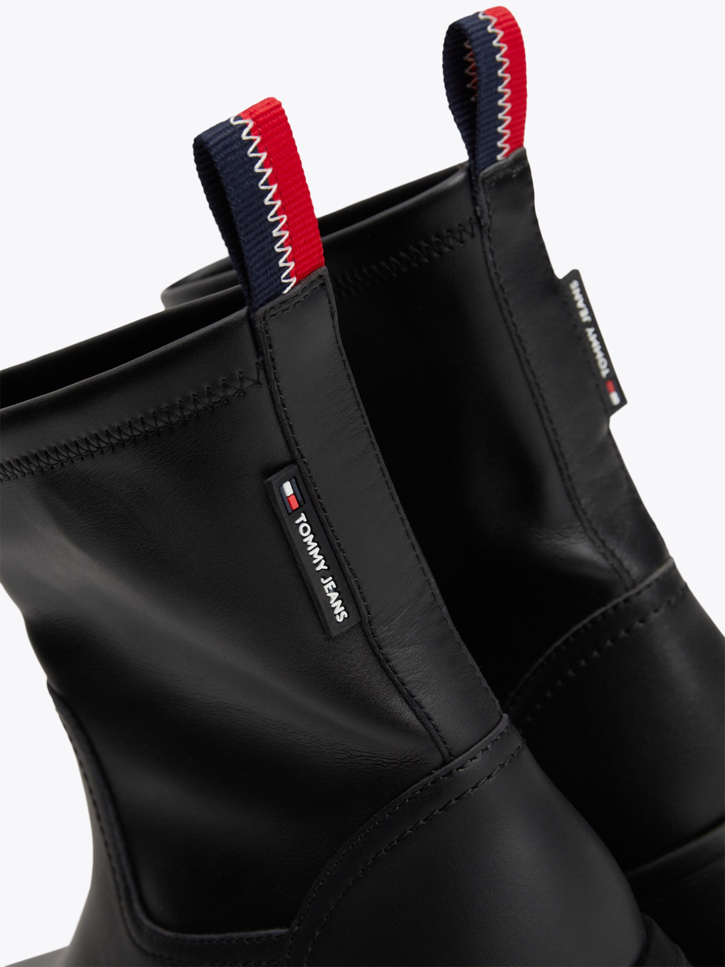 TOMMY JEANS Laarsjes TJW CHUNKY CHELSEA BOOT MIX MAT blokhak, plateau, instap laarzen, combat-boots met label