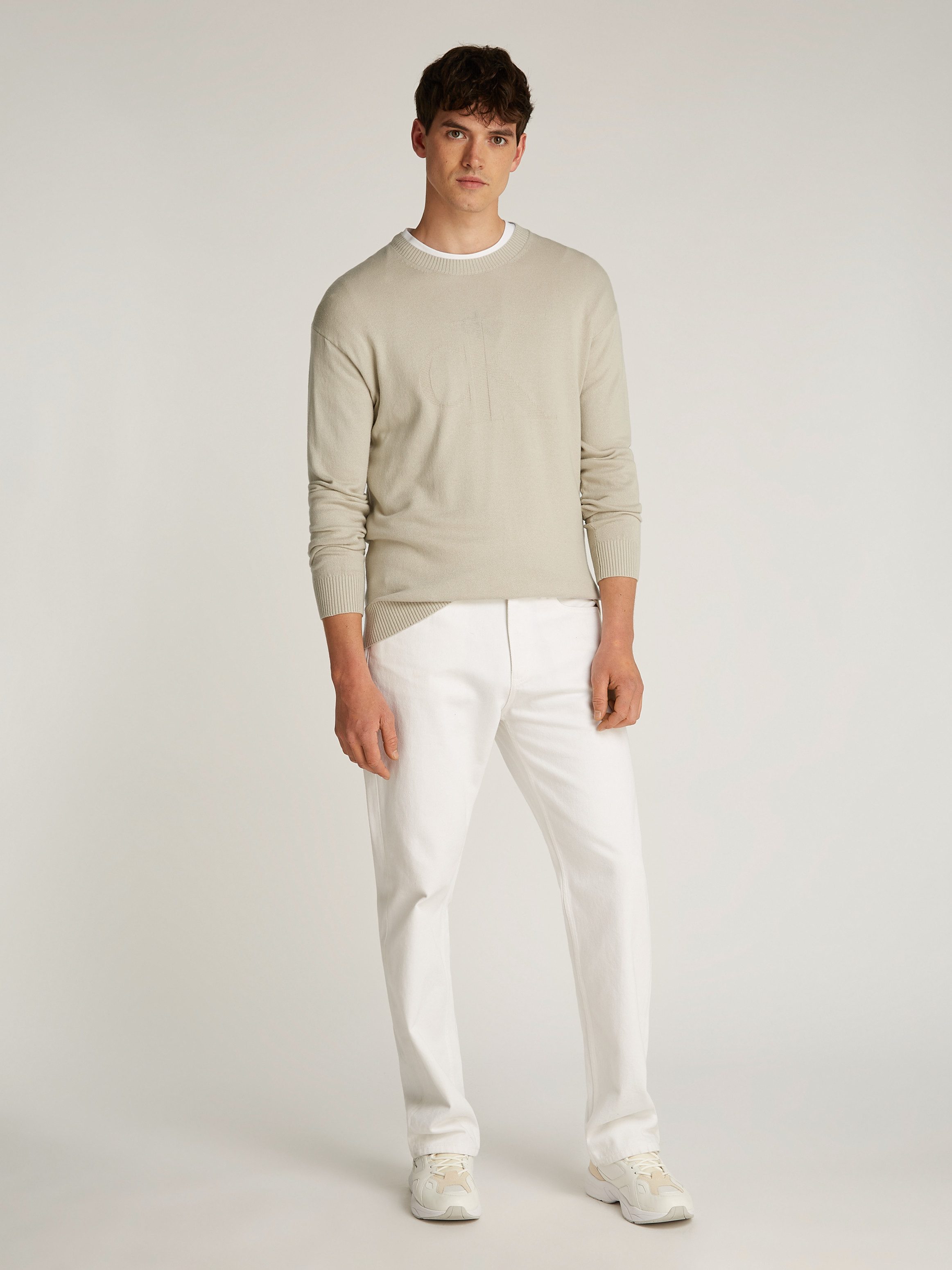 Calvin Klein Trui met ronde hals CK INTARSIA MIX STITCH SWEATER