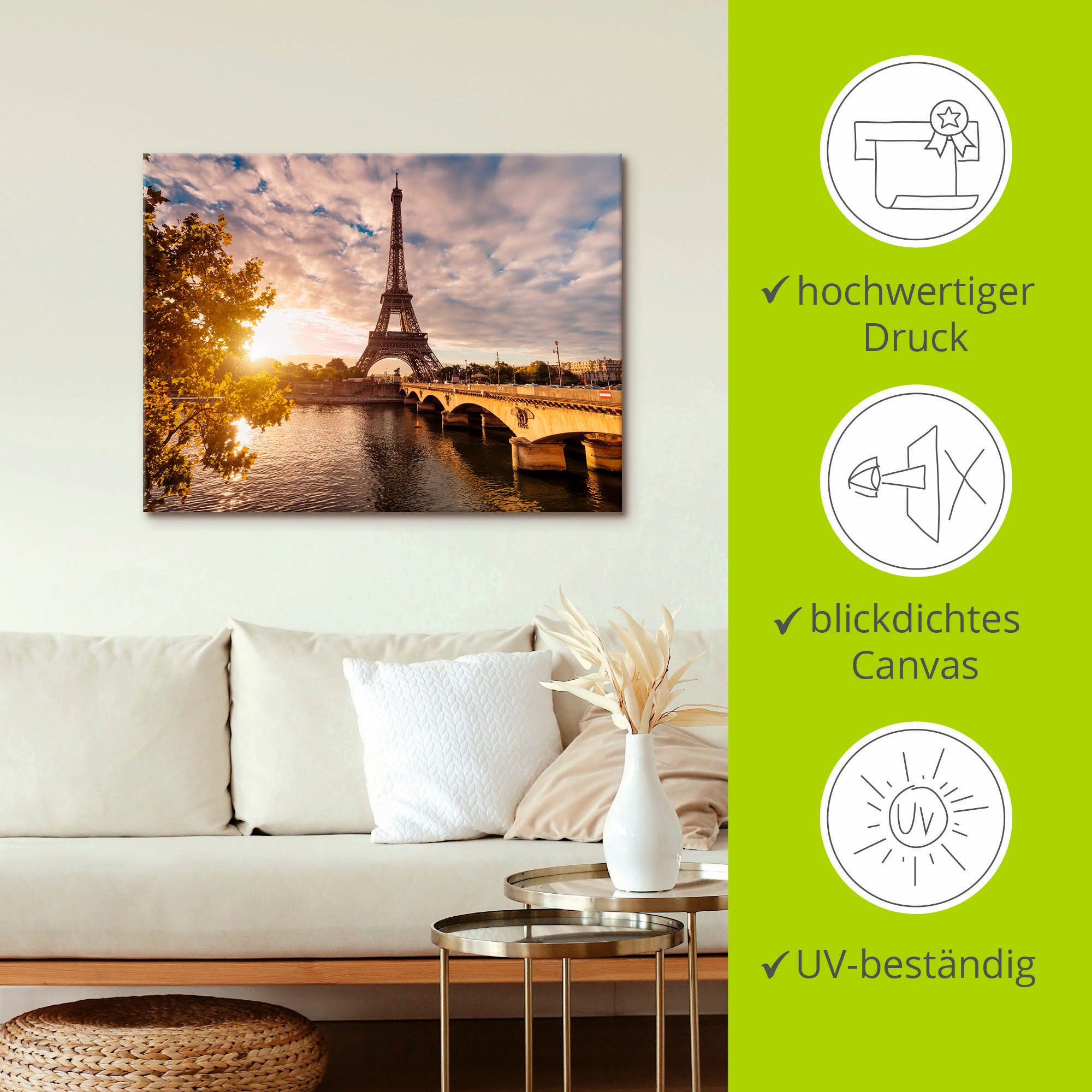 Artland Artprint Parijs Eiffeltoren II als artprint op linnen, poster, muursticker in verschillende maten
