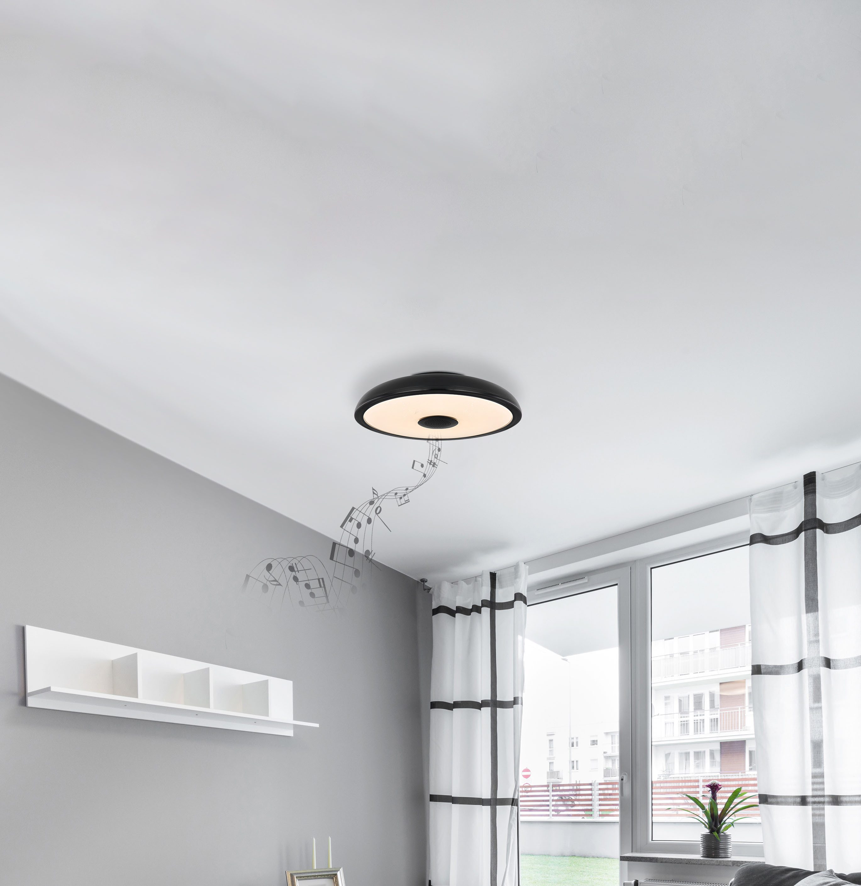 Globo Lightning Led-plafondlamp Raffy Luidspreker, plafondlamp kunststof, led, muziek (1 stuk)