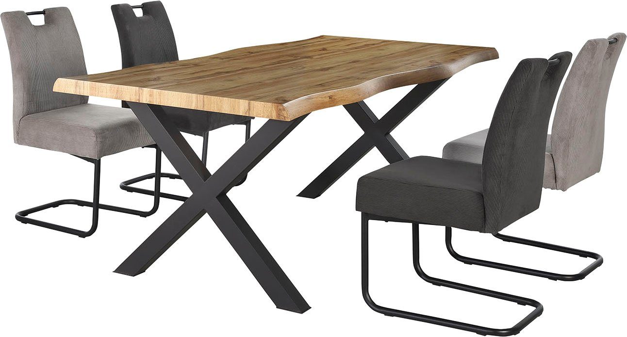 Jockenhöfer Gruppe Eettafel Marlon gebogen boomstam look en zwart onderstel