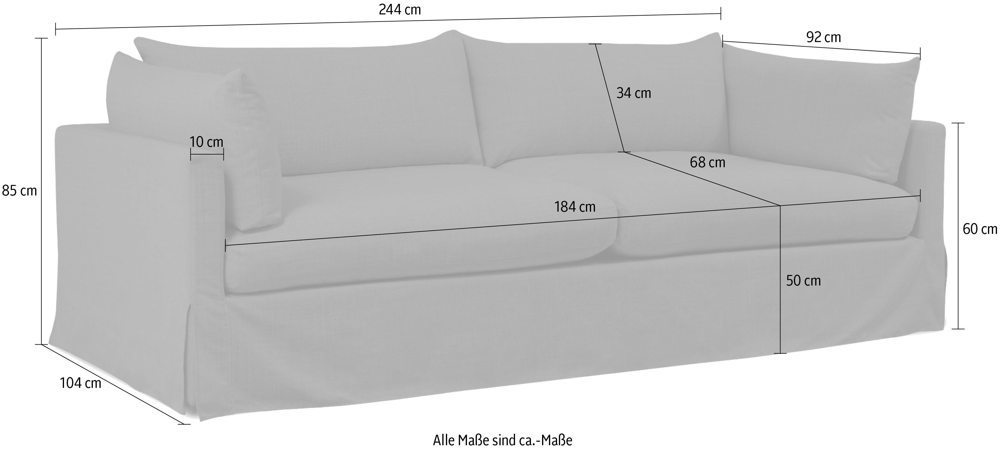 andas 3-zitsbank Joucas, Hoekbank, Breedte 244 cm extra diepe zitting, met vezelbalvulling voor meer zitcomfort (1 stuk)