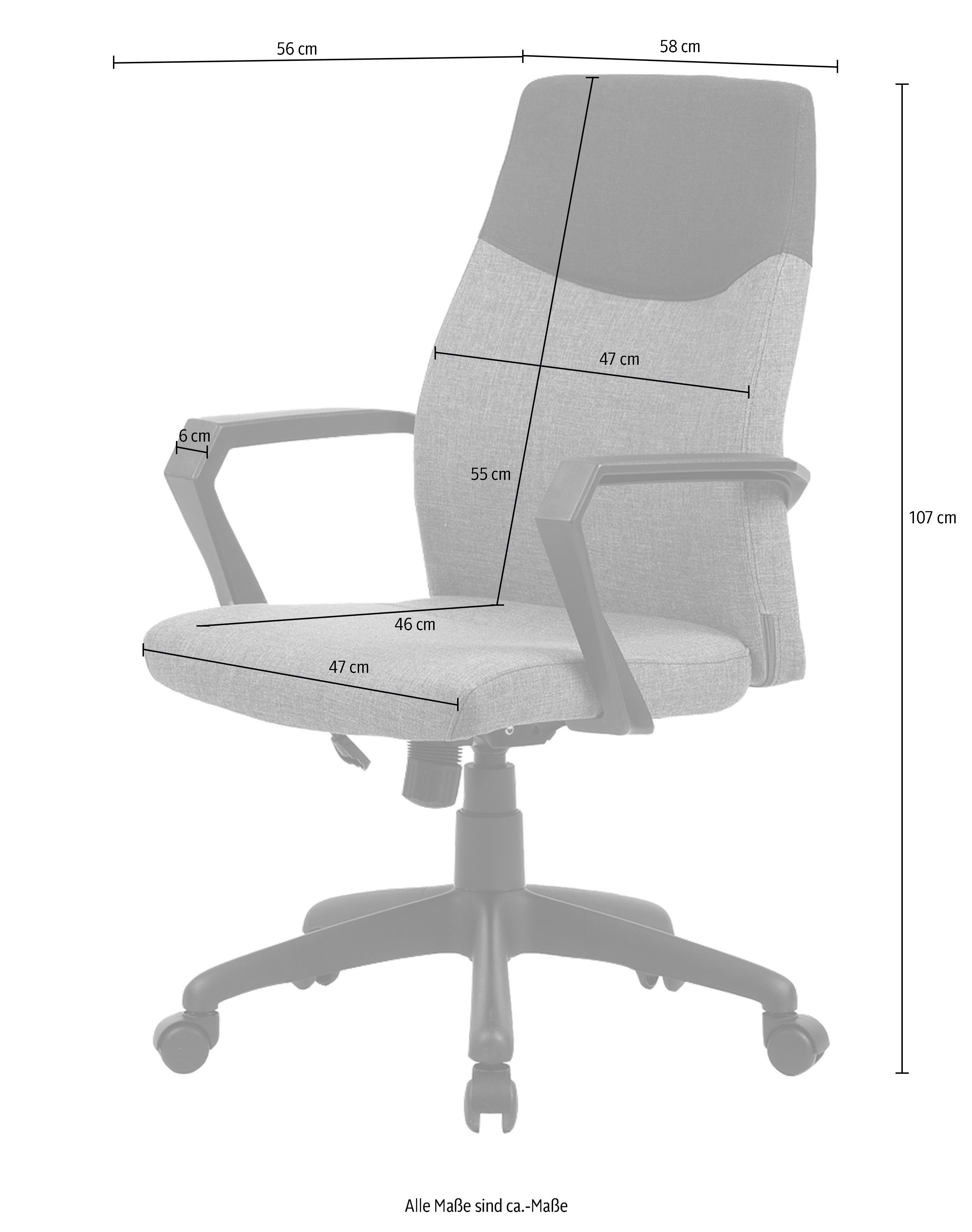 byLIVING Bureaustoel Edgy met moderne geweven bekleding in twee kleuren, comfortabel, met schommelmechanisme
