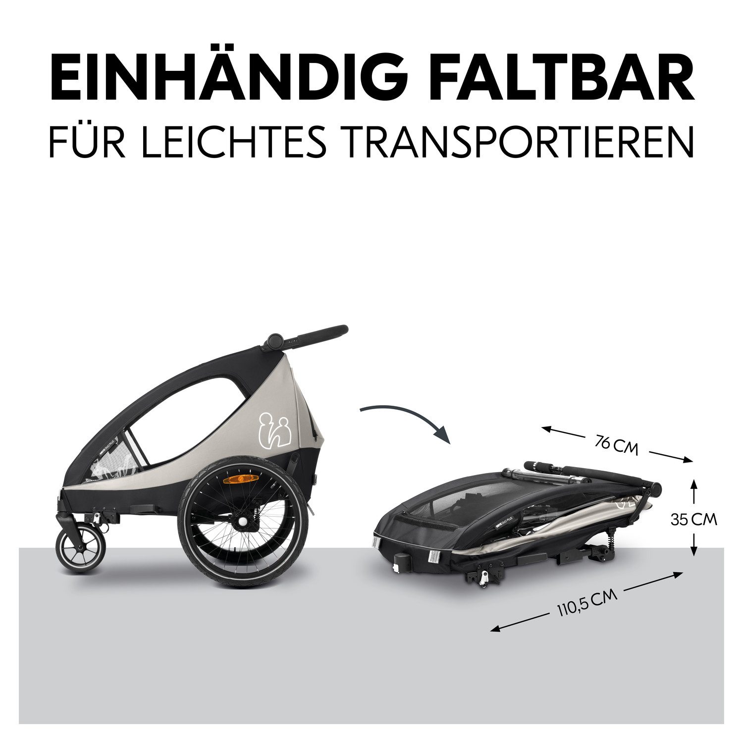Hauck Kinderen fiets aanhanger 2in1 Bike Trailer und Buggy Dryk Duo Plus, black