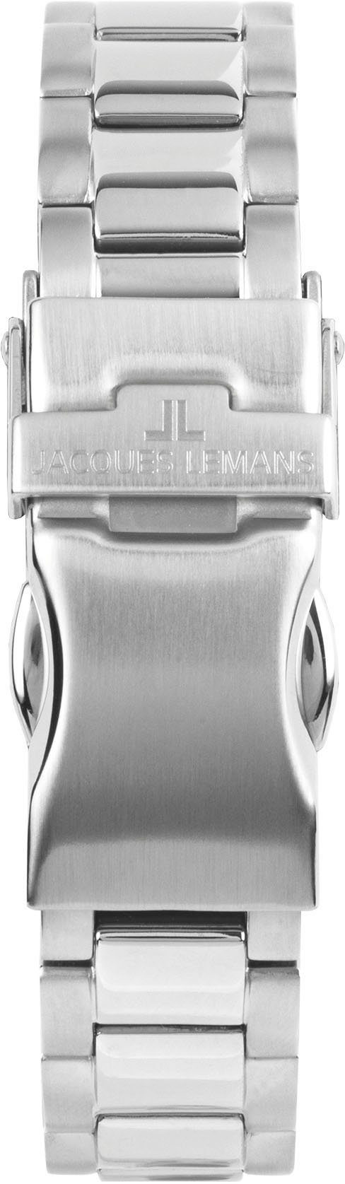 Jacques Lemans Kwartshorloge Derby, 1-1878D Polshorloge, dameshorloge, datum, luminescerende wijzers, roestvrijstalen armband