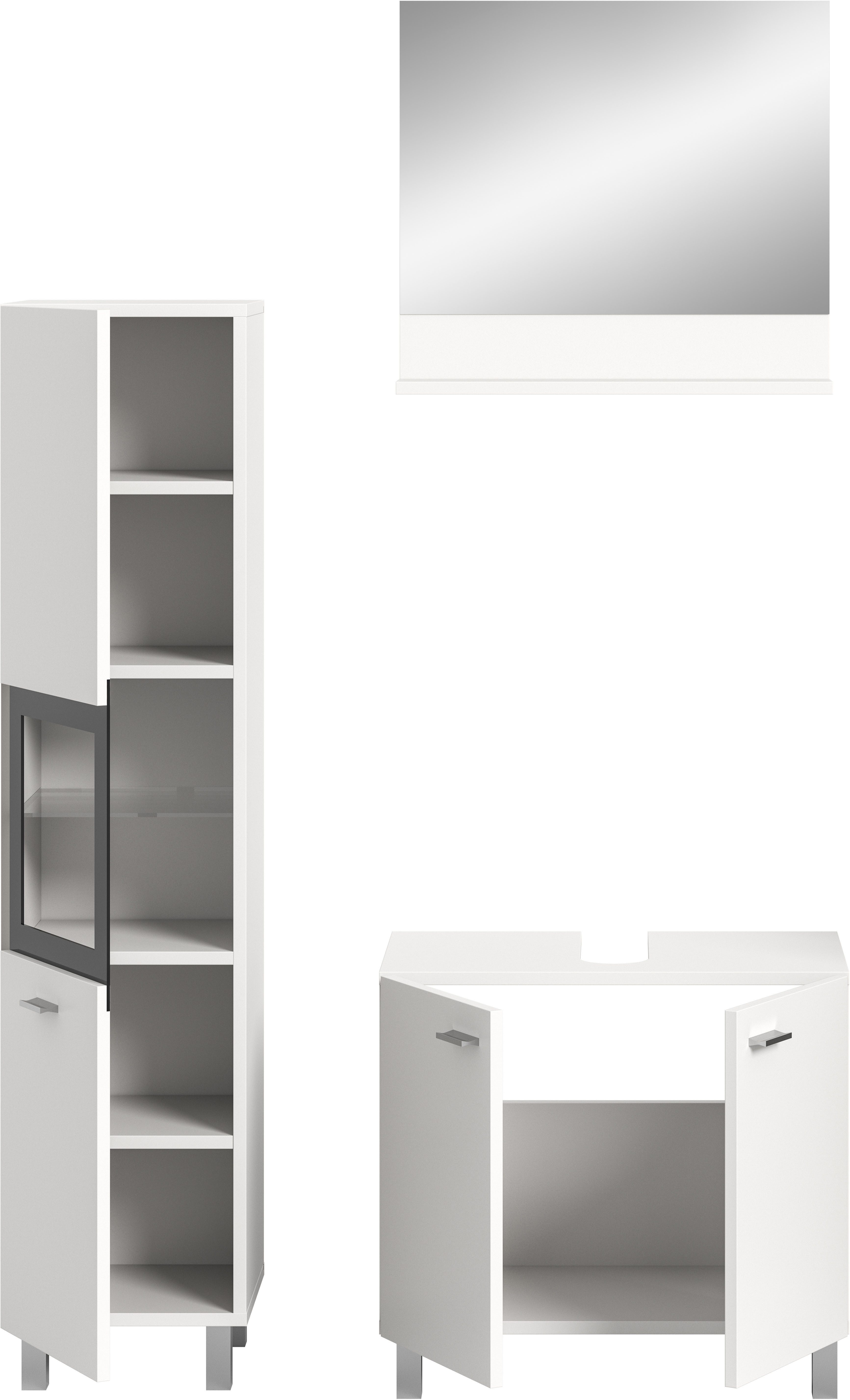 welltime Badmeubelset Tampa, breedte 102cm, 3-delig Wastafelonderkast, spiegel, hoge kast (3 stuks)