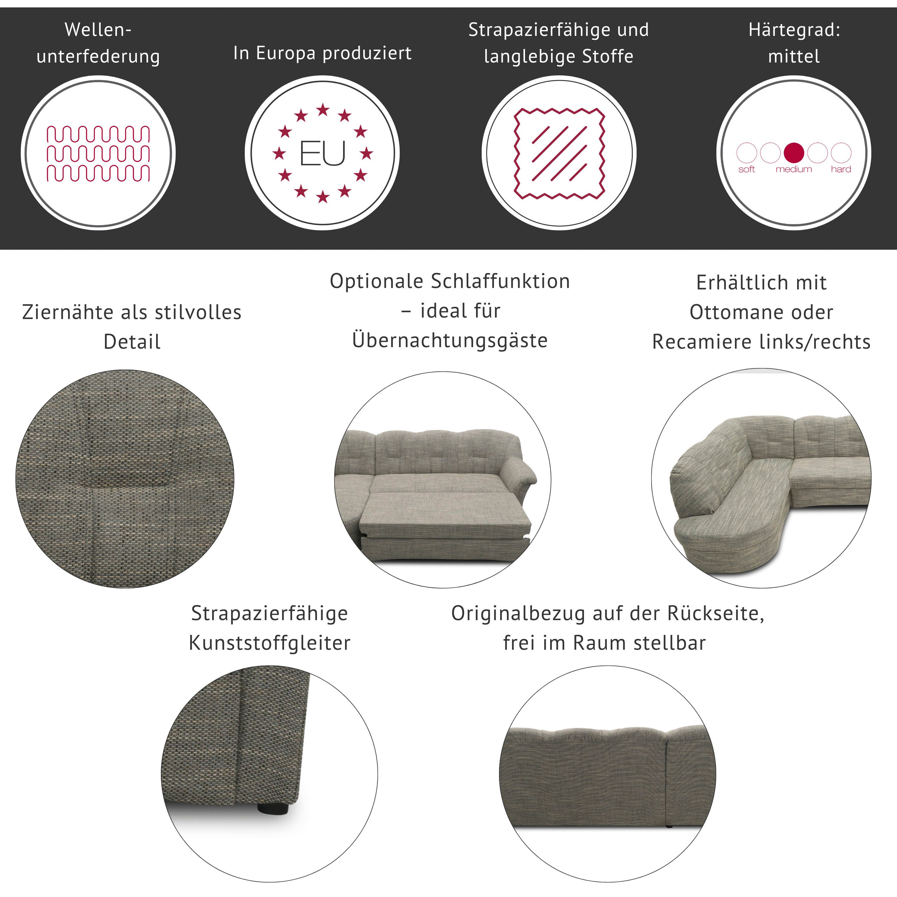 DOMO collection Hoekbank Papenburg, tijdloze rugsteppingen, elegante vormtaal, L-vorm