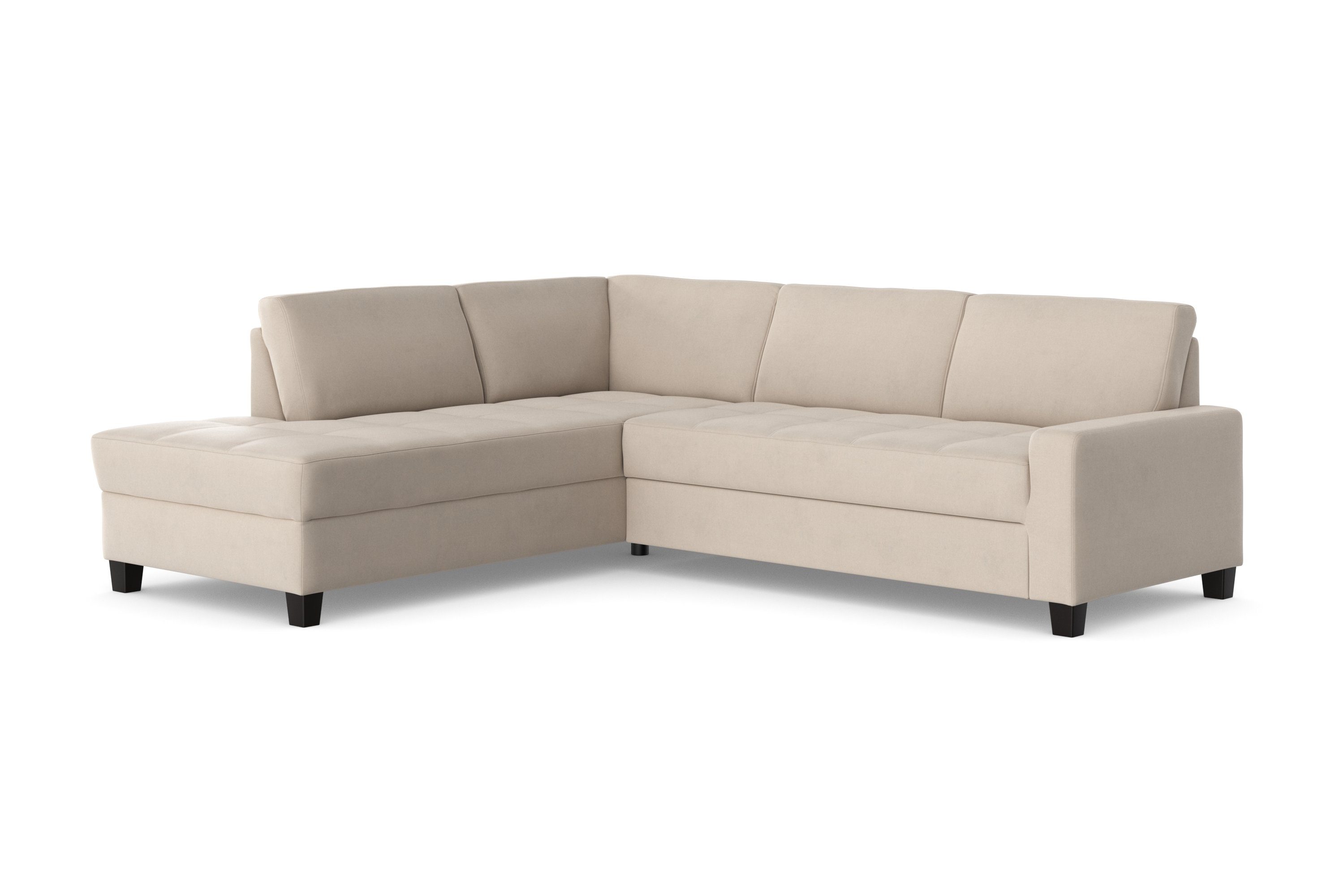 DOMO collection Hoekbank Florentina tijdloos en elegant, zitnaden als designelement, L-vorm keuze met slaapfunctie, met contrastnaad, comfortabele zithoogte 47 cm