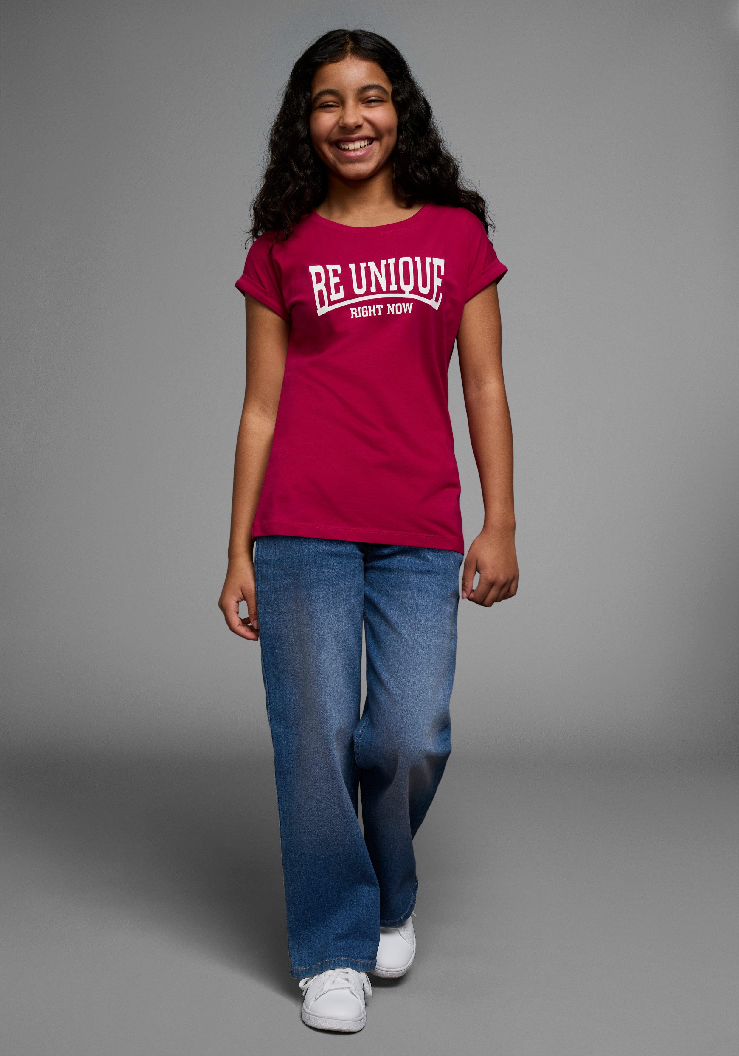 KIDSWORLD T-shirt Be unique - right now korte mouwen, bedrukt, ronde hals