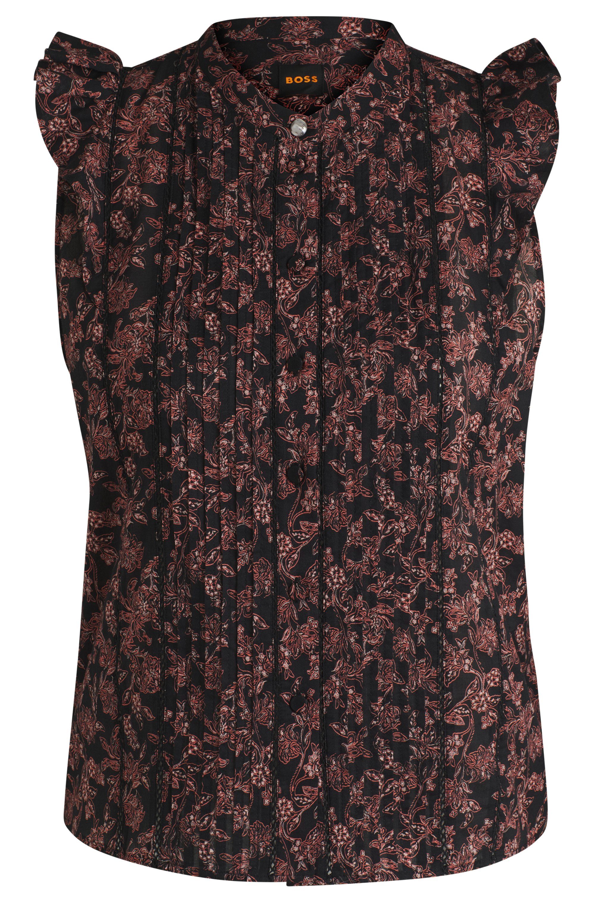 Boss Orange Klassieke blouse Bantiana Premium Damesmode met ajour details, staande kraag