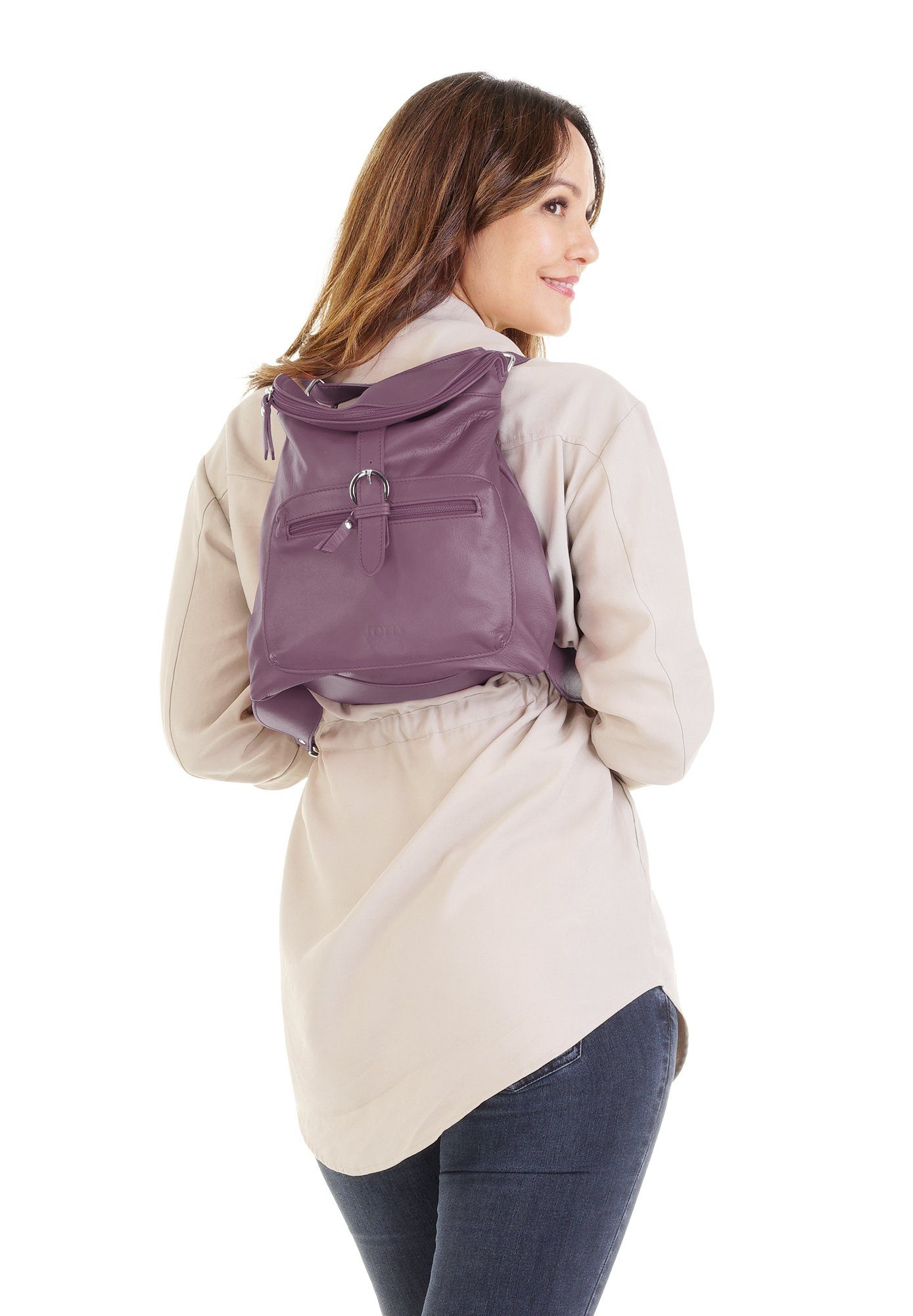 Forty Degrees Rugzak echt leer, made in italy