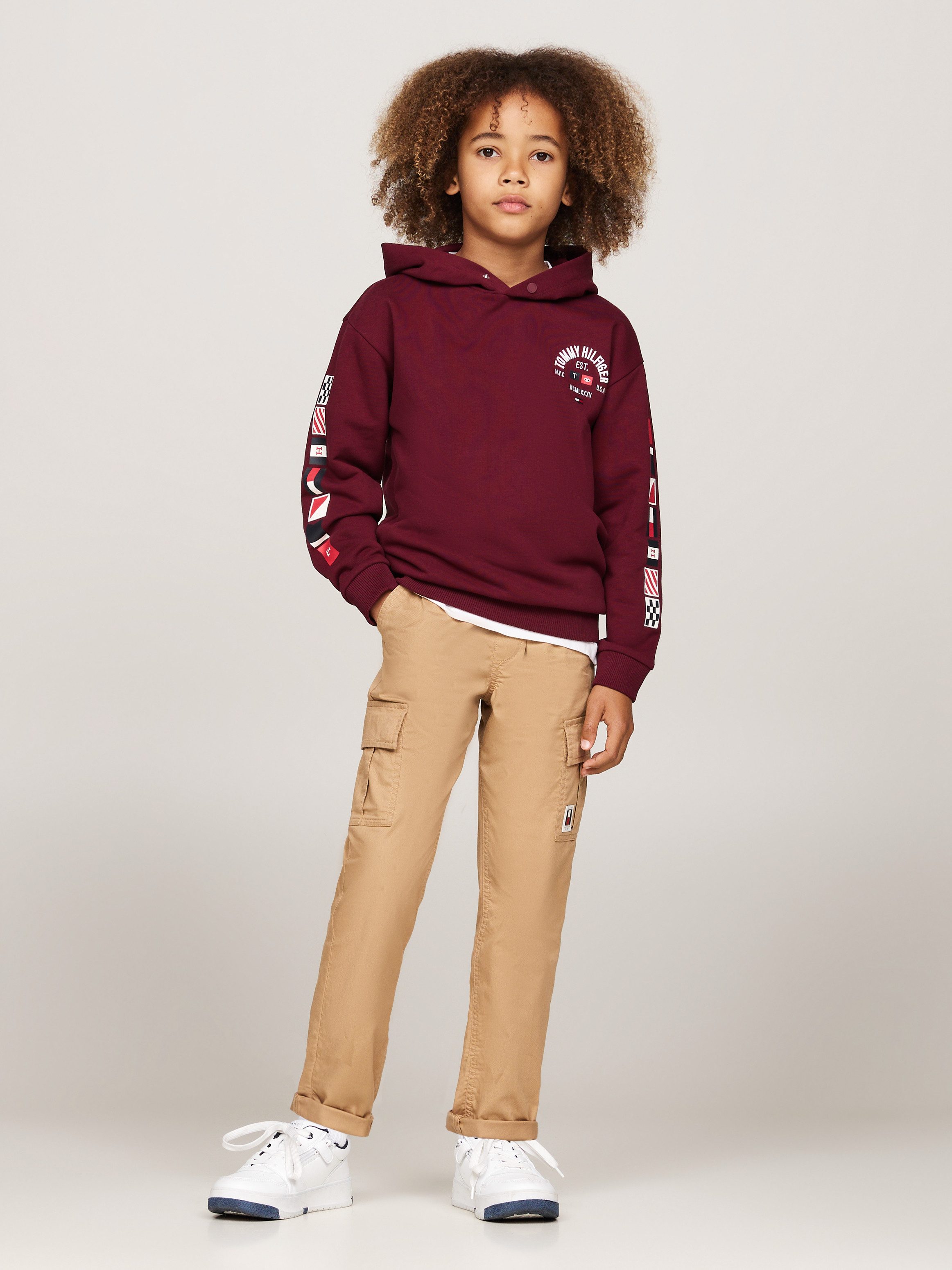 Tommy Hilfiger Cargobroek CARGO PULL ON COTTON PANTS met logo-badge in cargo-stijl