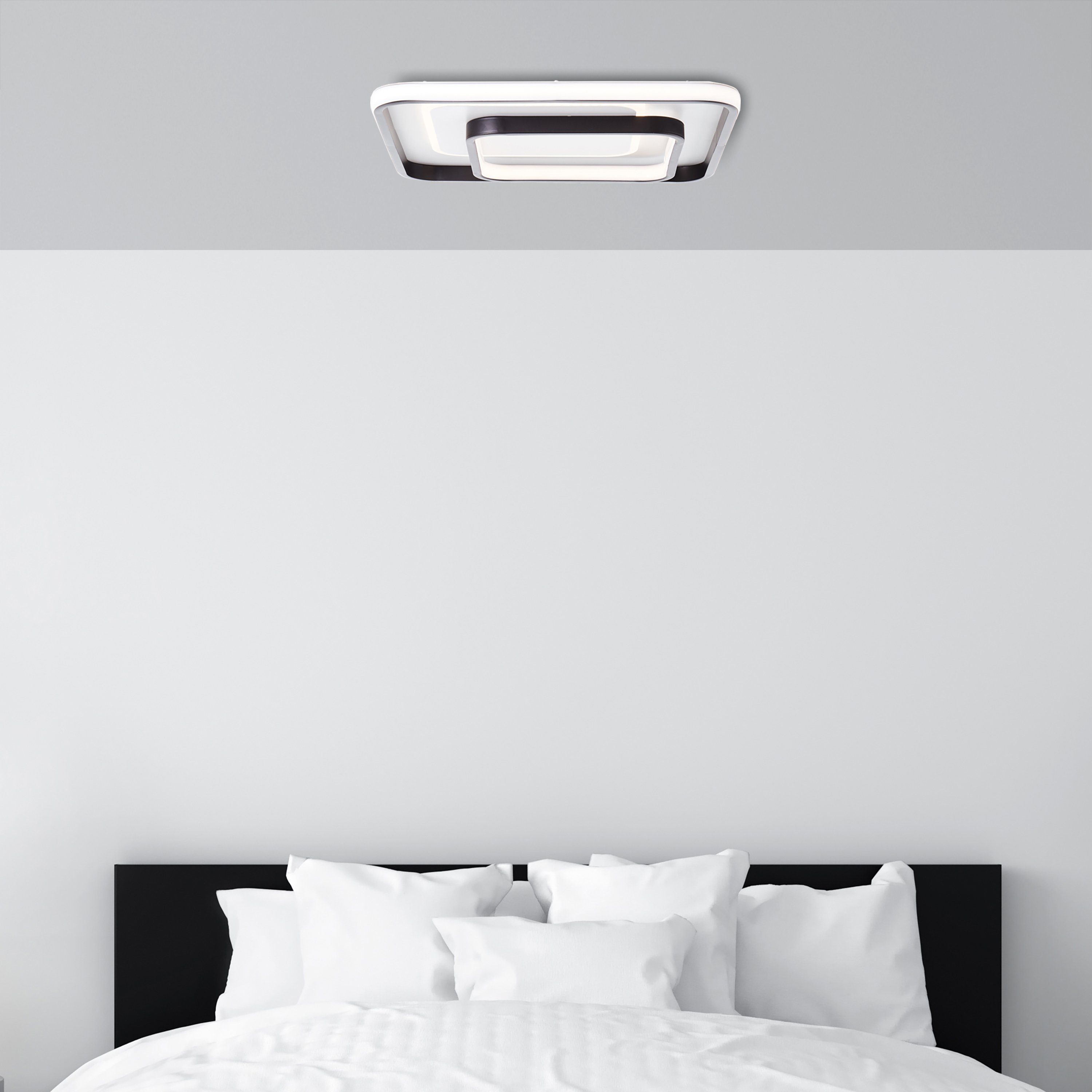 Brilliant Leuchten Led-plafondlamp Cava 40x40 cm, 5400 lm, warmwit licht, metaal, kunststof, wit/zwart (1 stuk)