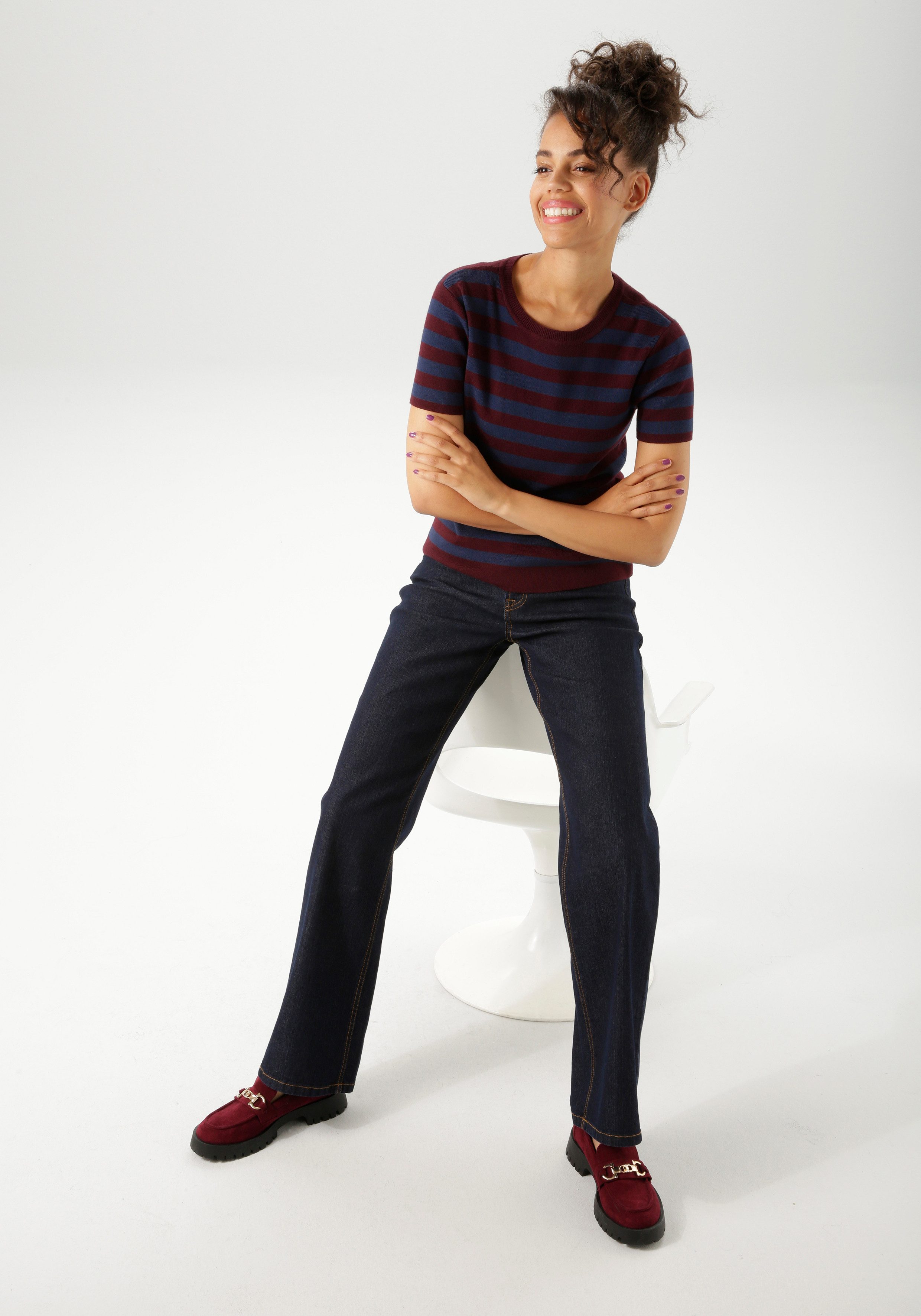 Aniston CASUAL Straight jeans met trendy wijd been