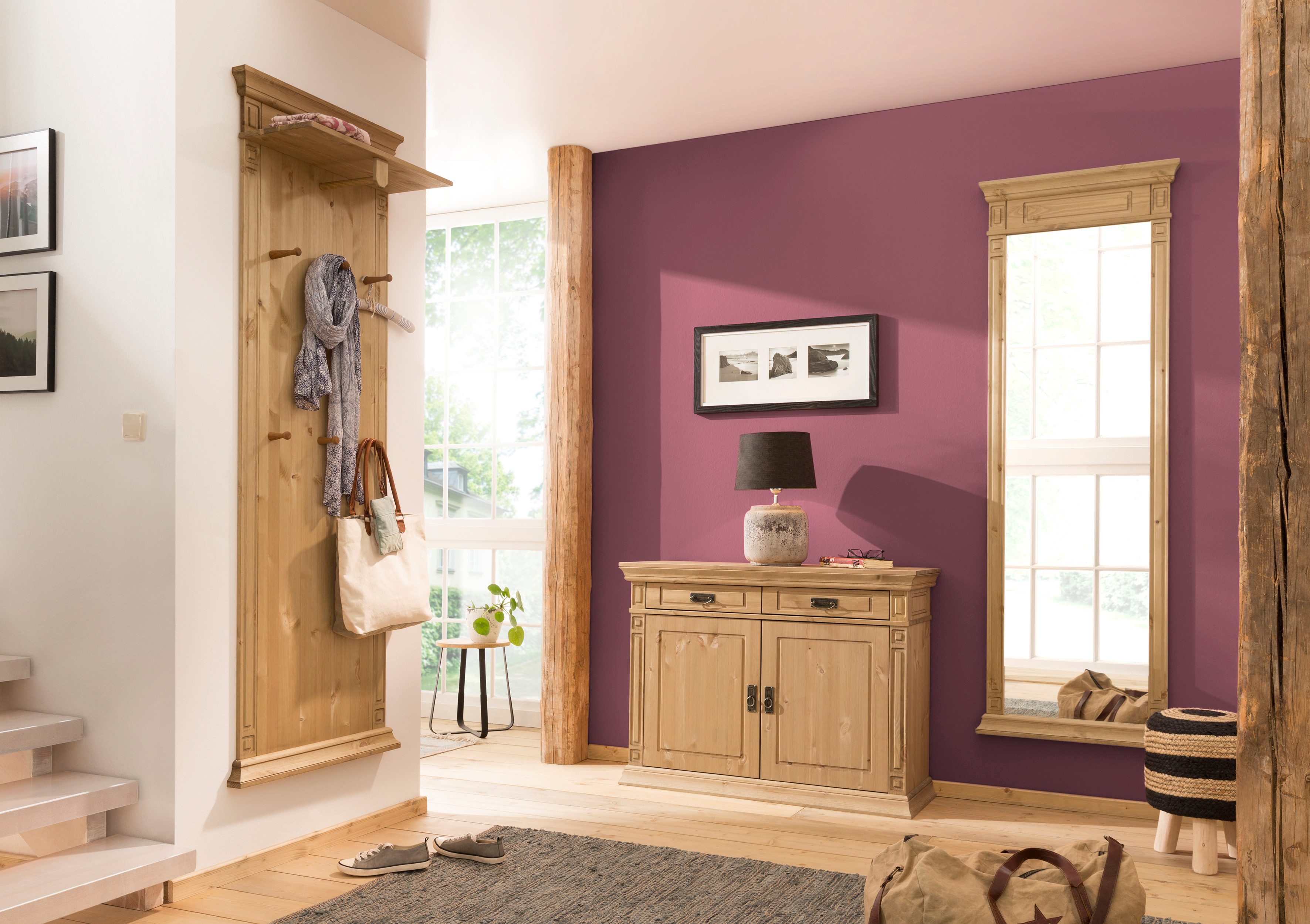 Home affaire Spiegel Vinales Wandspiegel, breedte 66 cm, frame van massief grenenhout