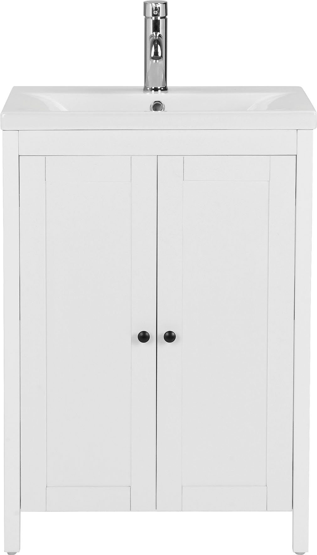 welltime Wastafelonderkast Aalborg Badkamermeubel in landelijke stijl, breedte 60 cm, inclusief wasbak