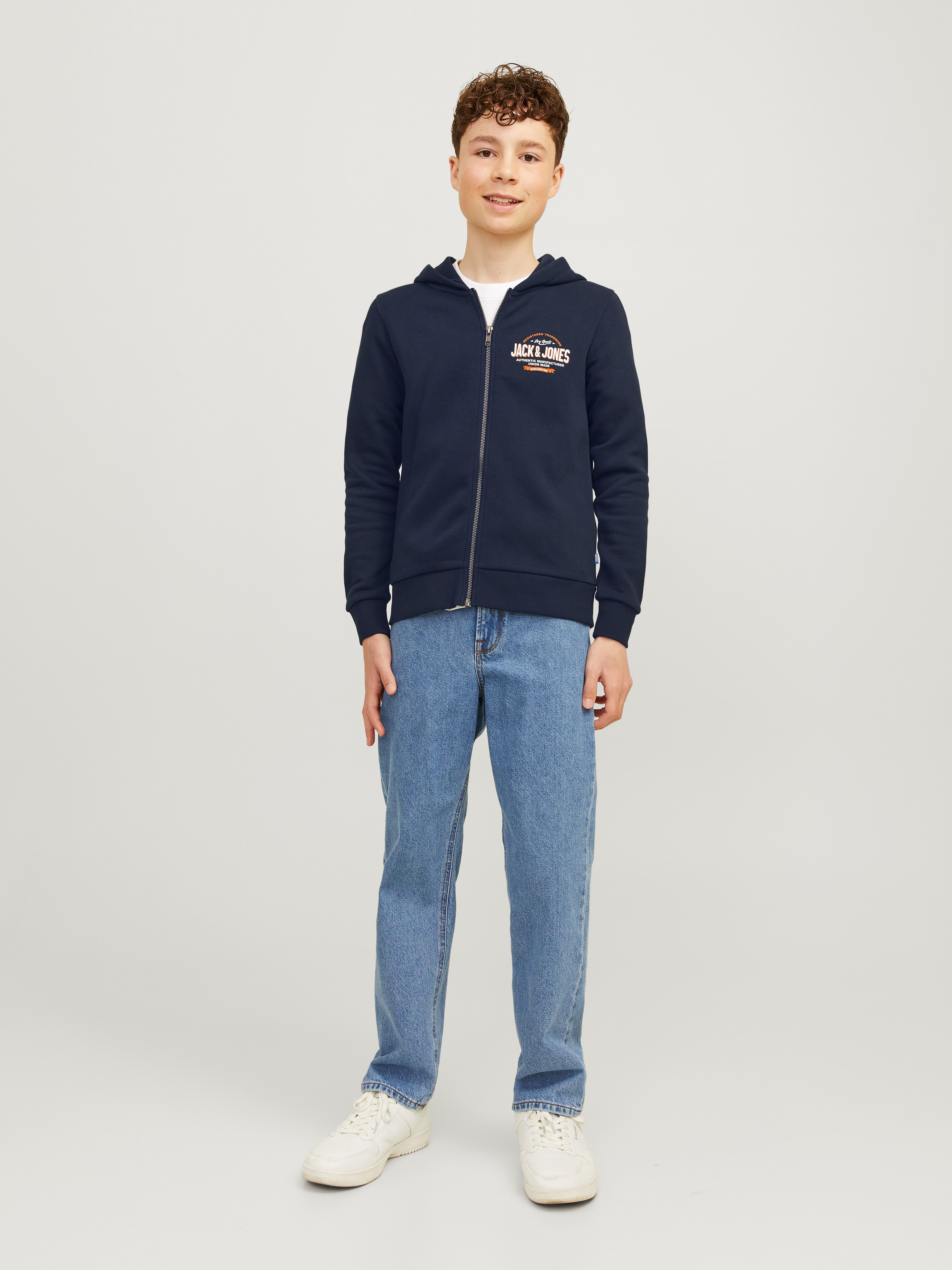Jack & Jones Junior Capuchonsweatvest JJELOGO SWEAT ZIP HOOD 2C 24 25 NOOS JNR