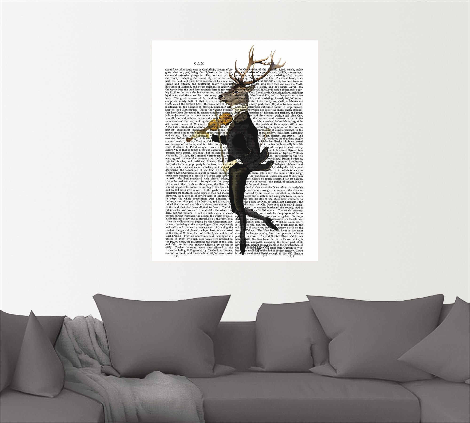 Artland Artprint Dansend hert met viool als artprint op linnen, poster, muursticker in verschillende maten