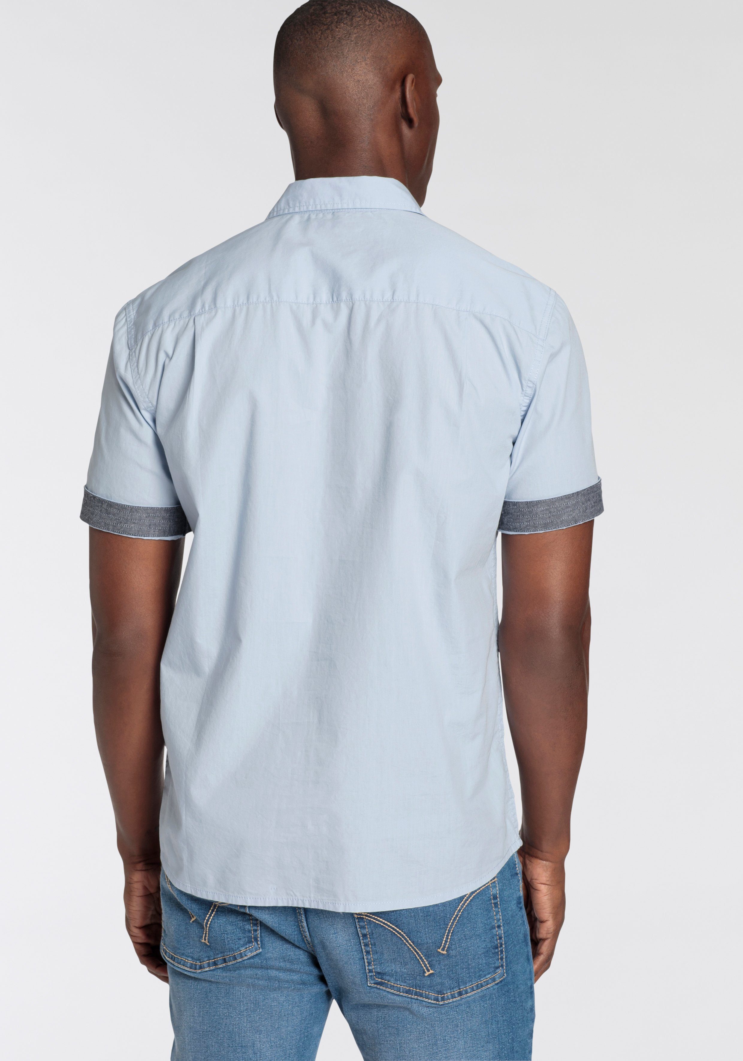 Man's World Overhemd met korte mouwen met kleine print op de borst