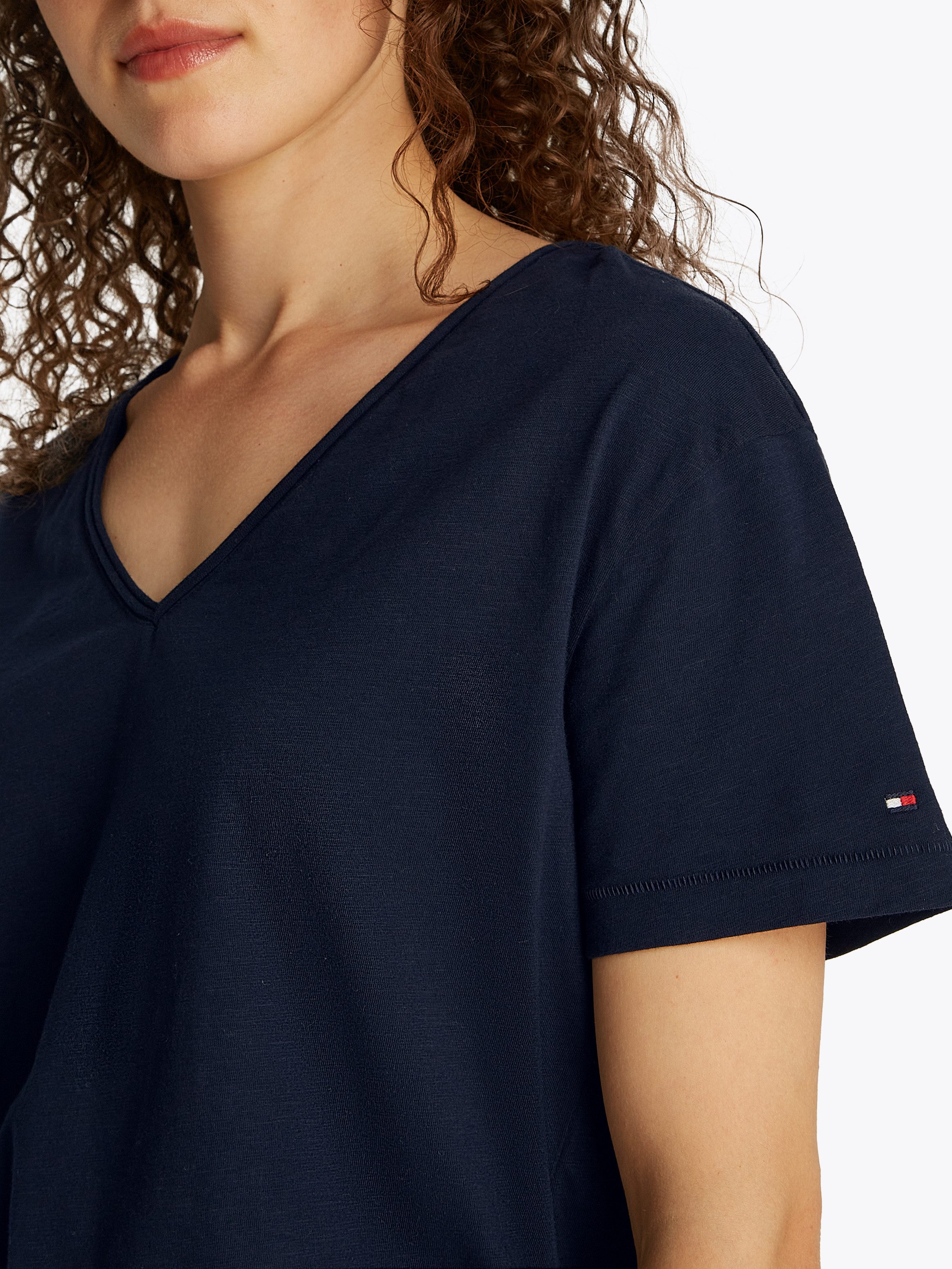 Tommy Hilfiger T-shirt SLUB CROP V-NK SS