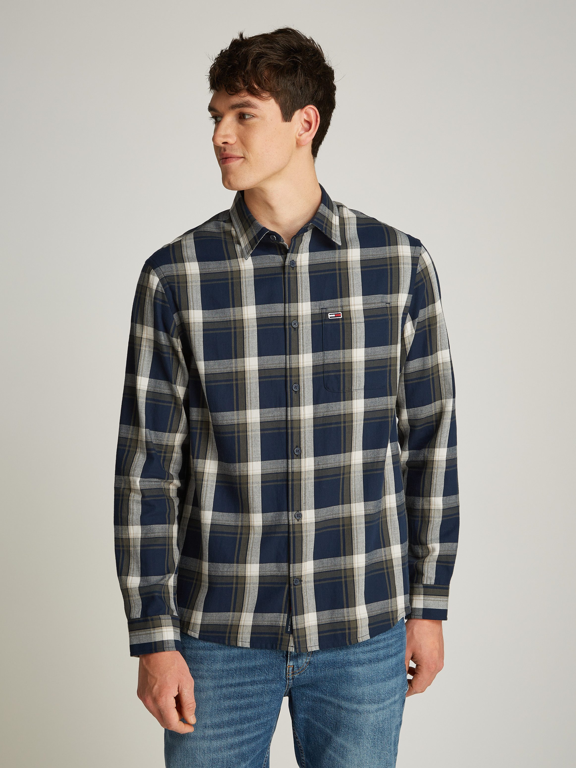 TOMMY JEANS Geruit overhemd TJM REG CHECK FLANNEL SHIRT EXT heren casual overhemden maat XXXL blauw