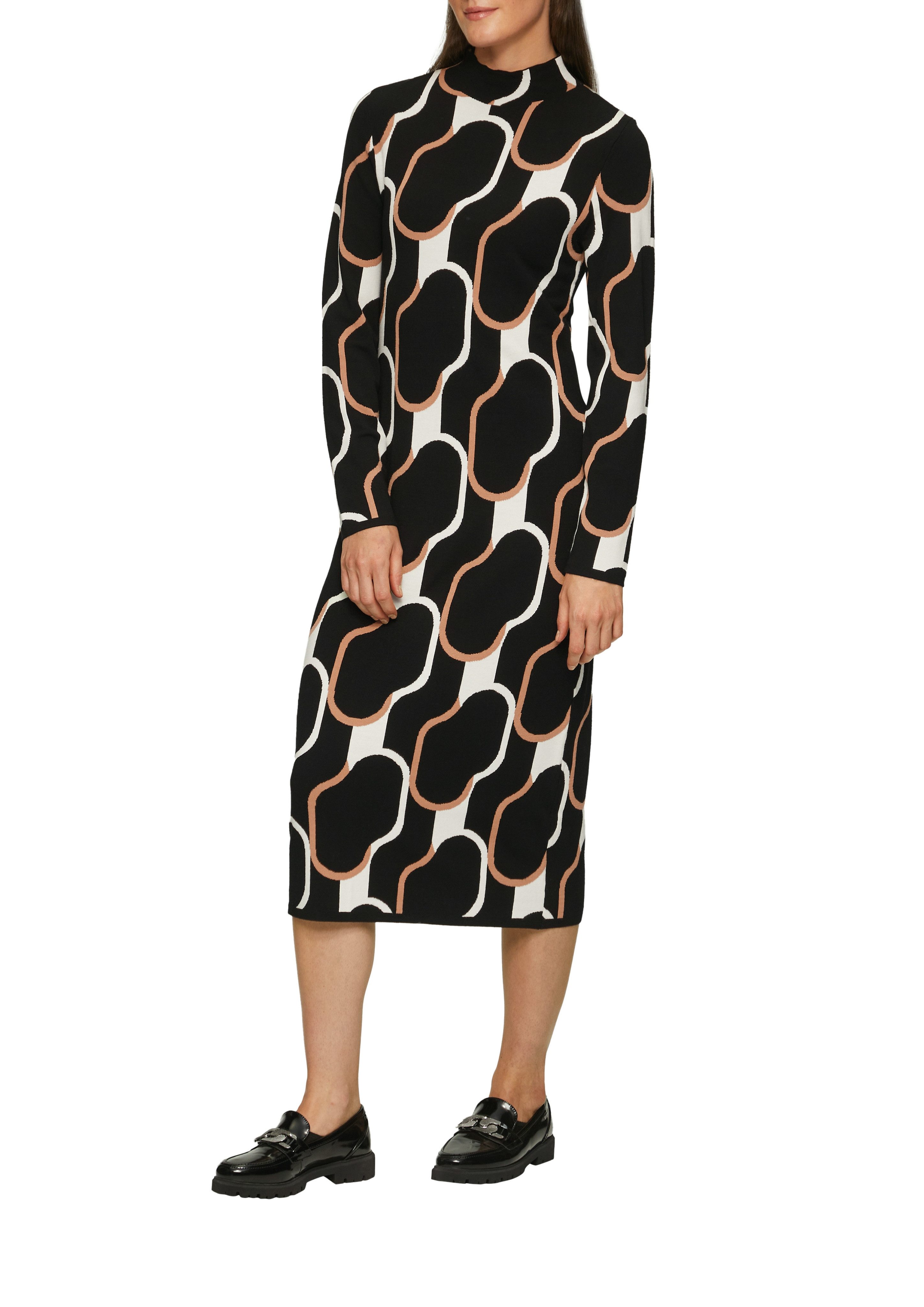 s.Oliver BLACK LABEL Gebreide jurk 3 4 lang met staande kraag