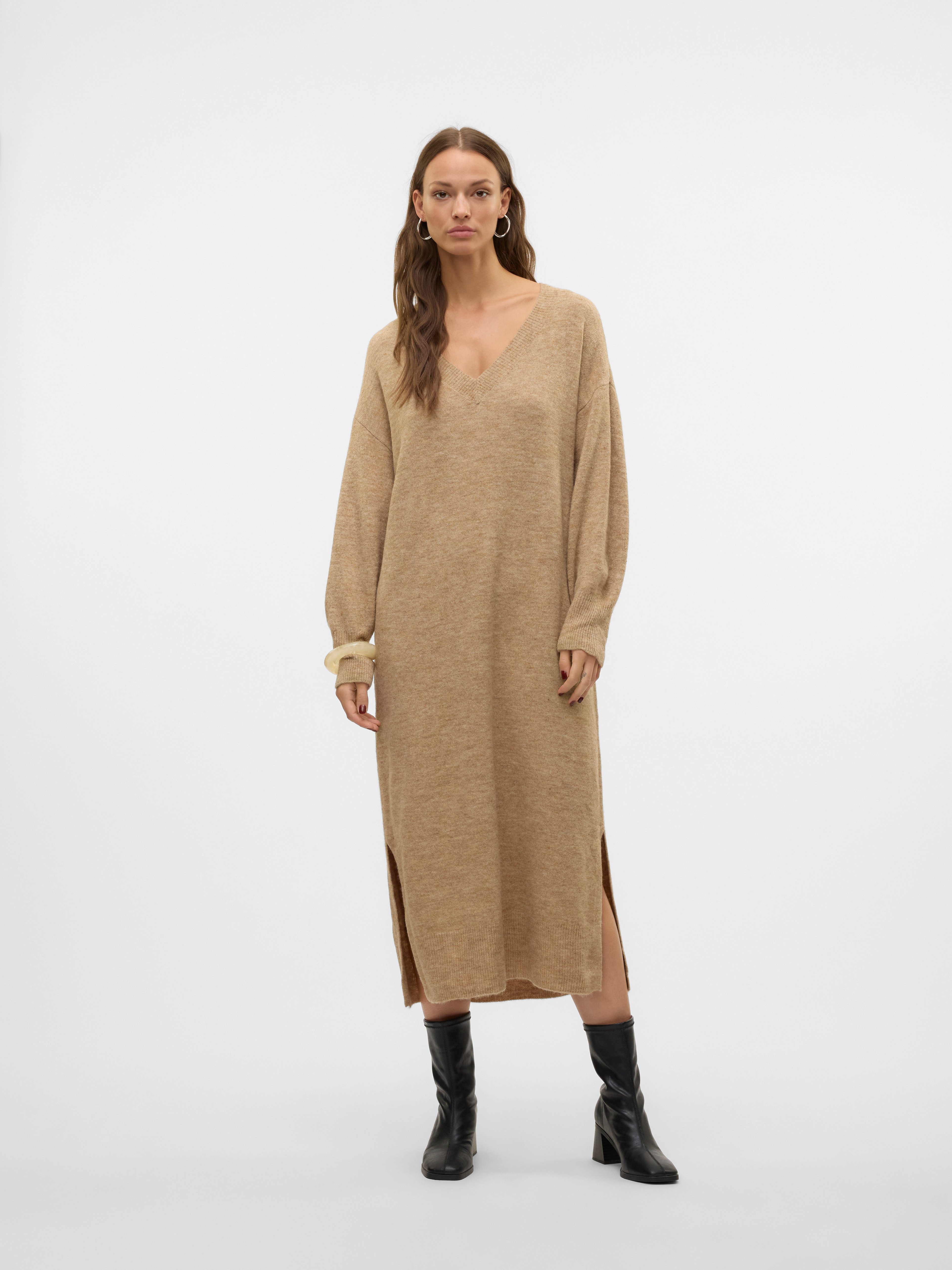 Vero Moda Gebreide jurk VMJUPITER LS V-NECK CALF DRESS BF