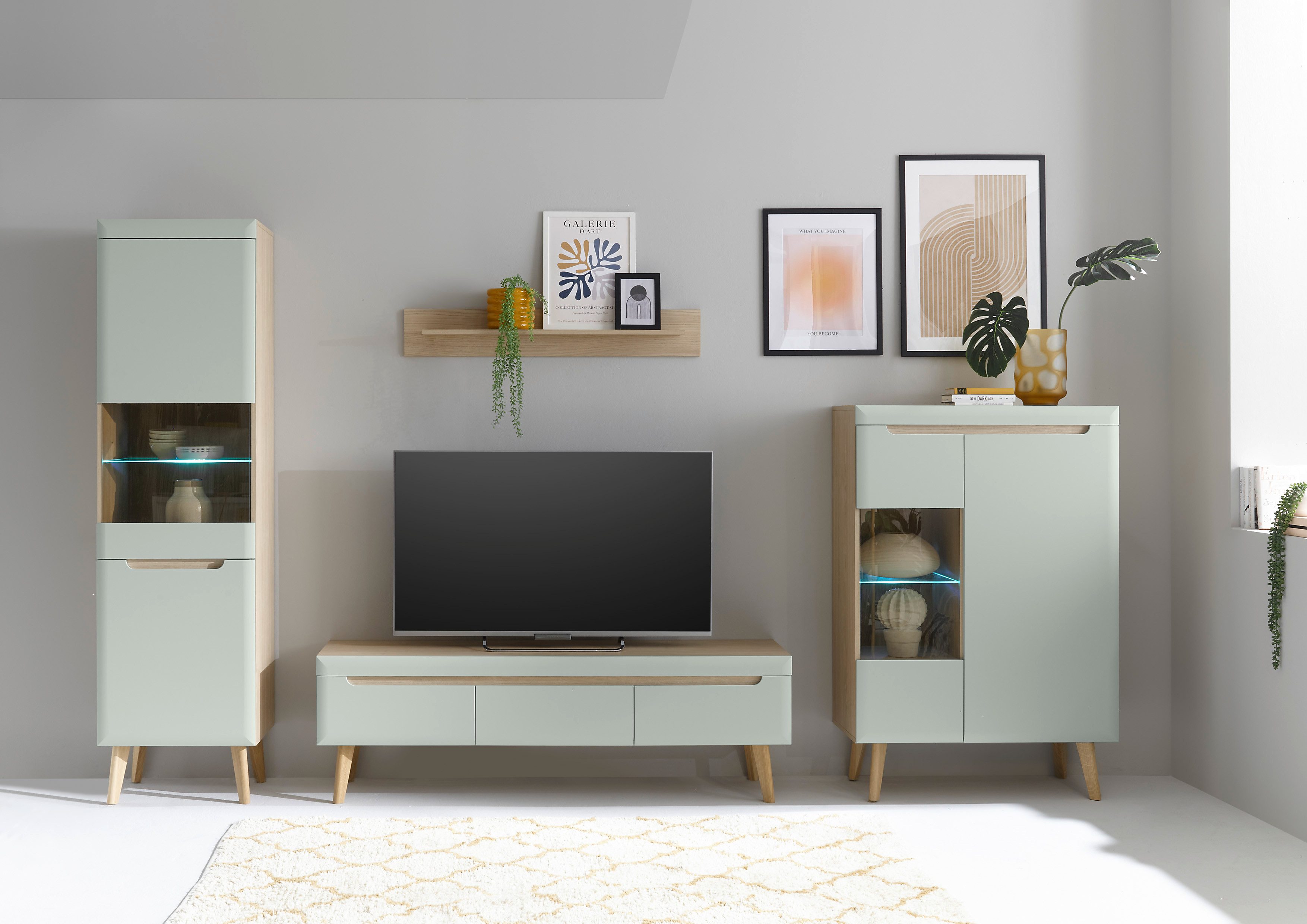 INOSIGN Vitrinekast Torge, hoge kast, glazen vitrine, staande vitrine, vitrinekast in drie verschillende kleuren beschikbaar, glazen deur & -bodem, 53 cm breed (1 stuk)
