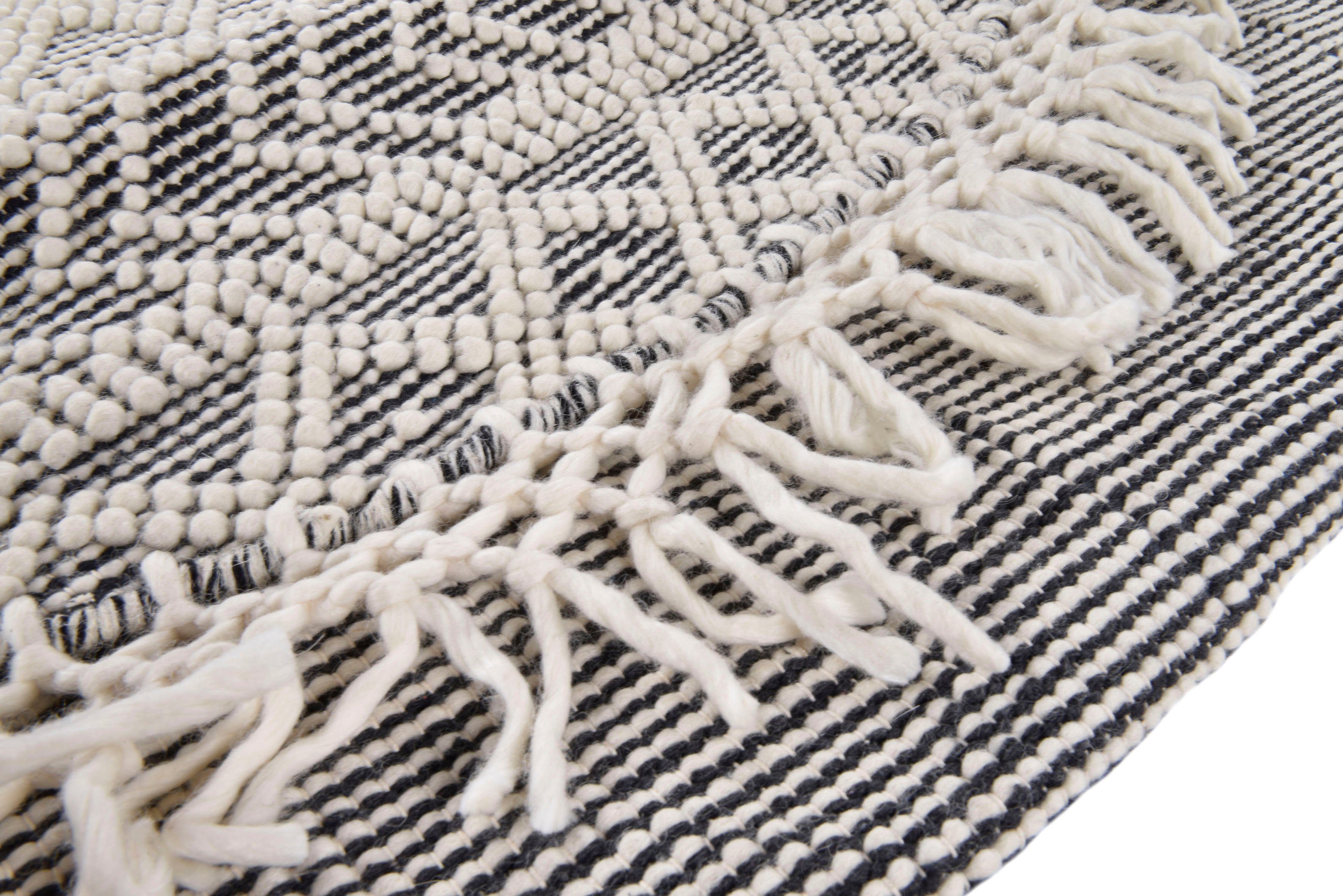 TOM TAILOR HOME Vloerkleed Coloured Macrame Handgeweven vloerkleed, zuivere wol, met de hand geweven, met franje, Scandi design