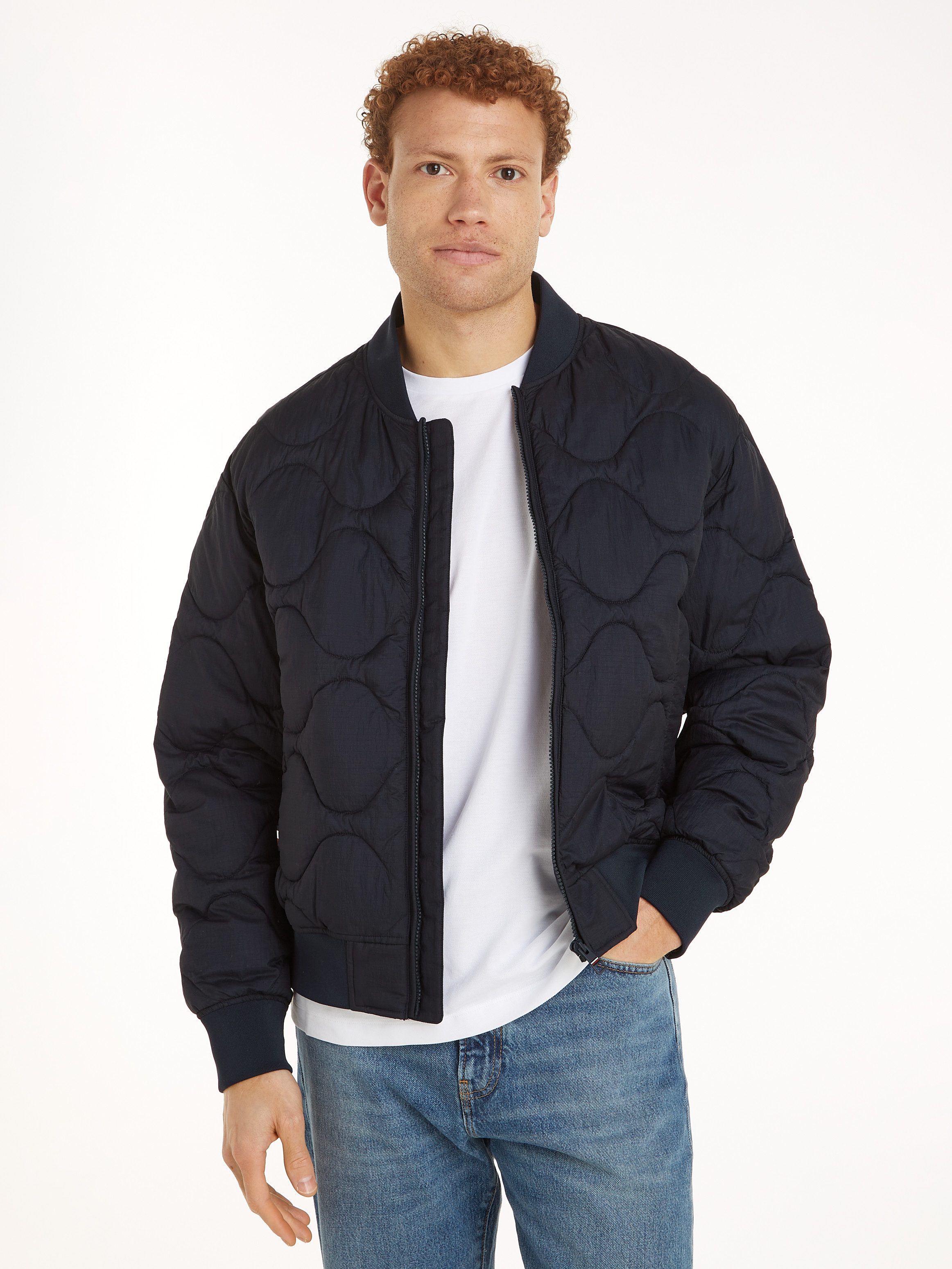 Tommy Hilfiger Gewatteerde jas ONION QUILTED BOMBER met staande kraag, modieuze quilting heren winterjassen maat XL blauw