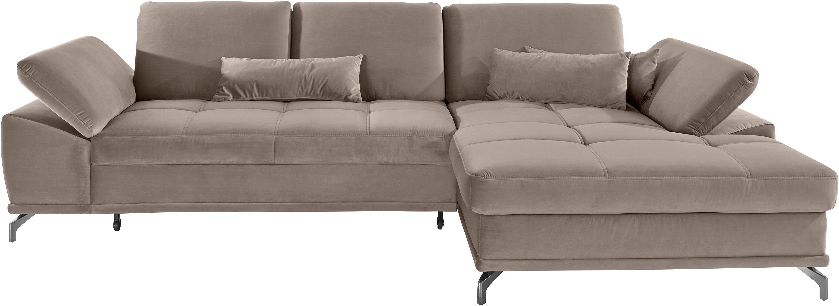 Places of Style Hoekbank Costello L-vorm, met zitdiepteverstelling, armleuningverstelling en