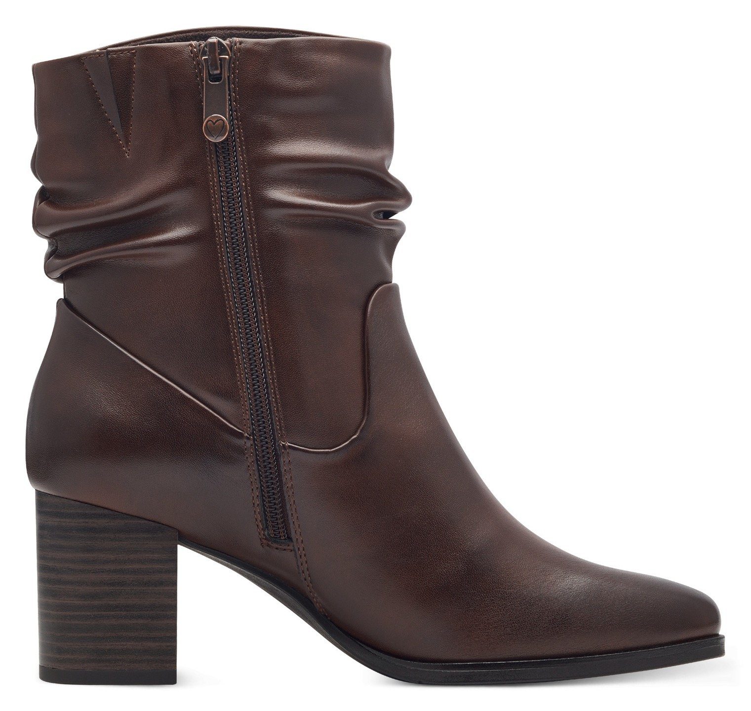 Marco Tozzi Laarsjes ANGIO blokhak, business schoen met plooien in slouchy look