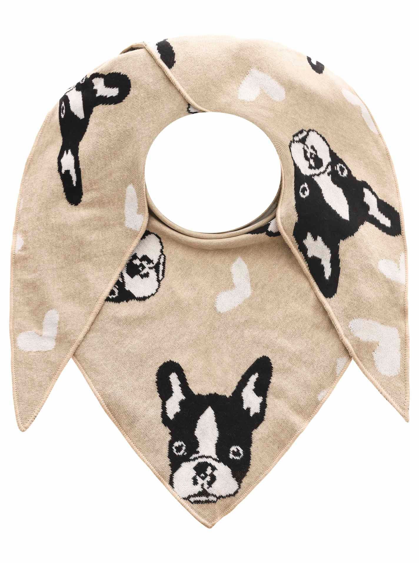 Zwillingsherz Modieus sjaaltje Drihoekdoek BW "Hartelijke hond" met hondenhoofd, voor hondenliefhebbers dames sjaals beige