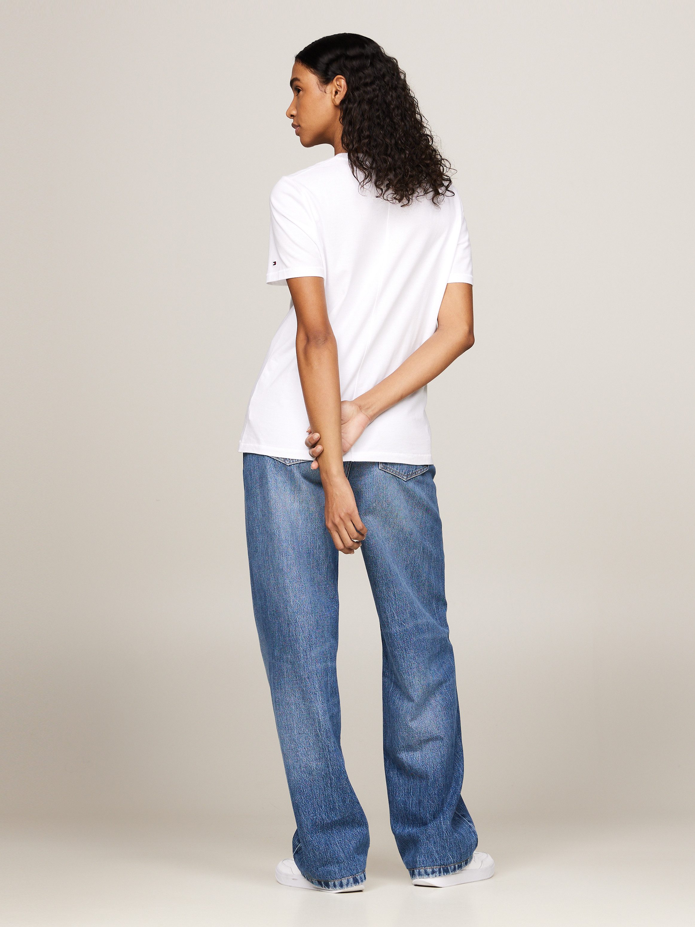 Tommy Hilfiger Shirt met korte mouwen REG SCRIPT C-NK SS met script-logo-opschrift