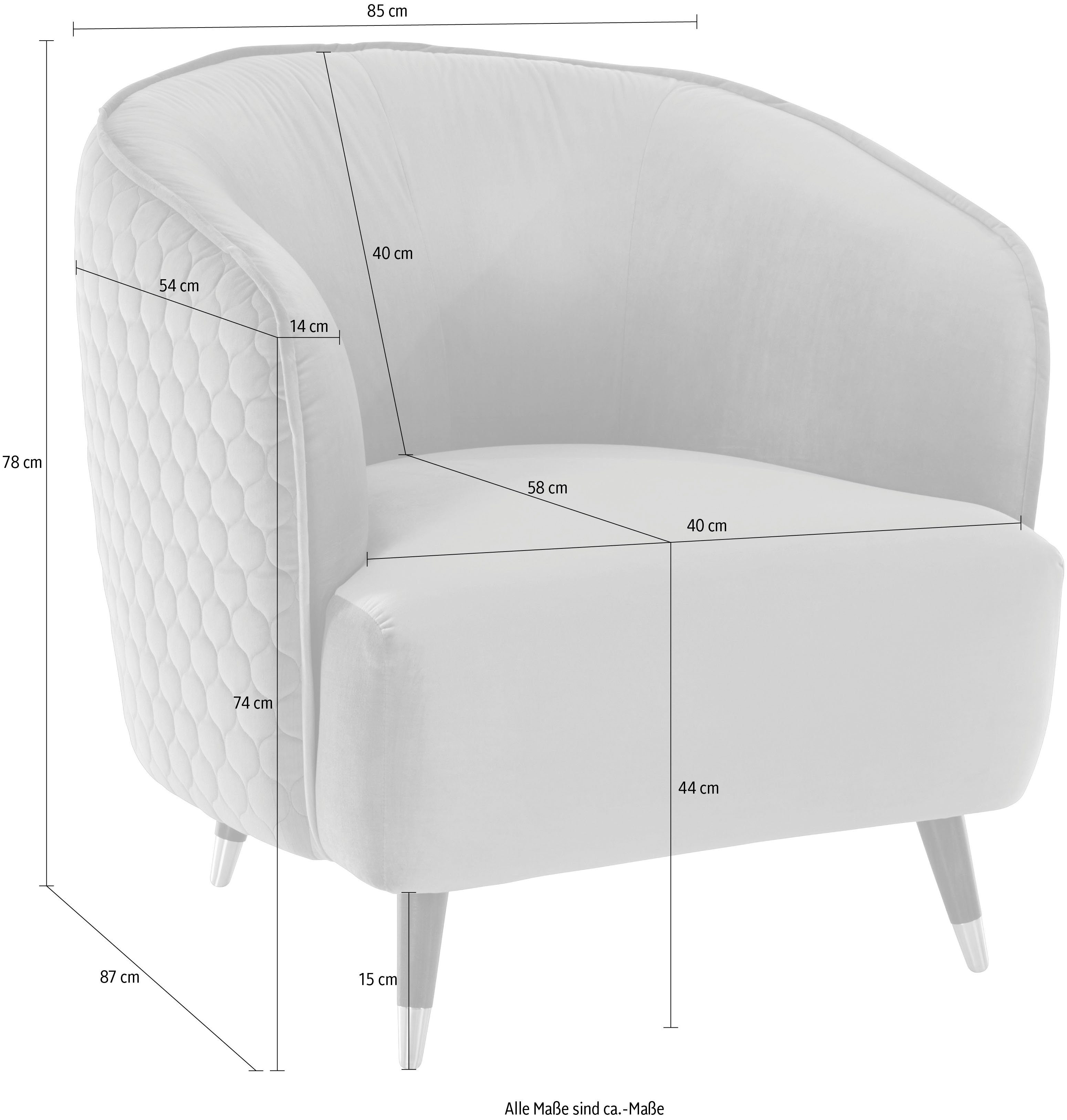 Guido Maria Kretschmer Home&Living Fauteuil Oradea cocktailstoel met elegante stiksels op achterzijde van de rugleuning