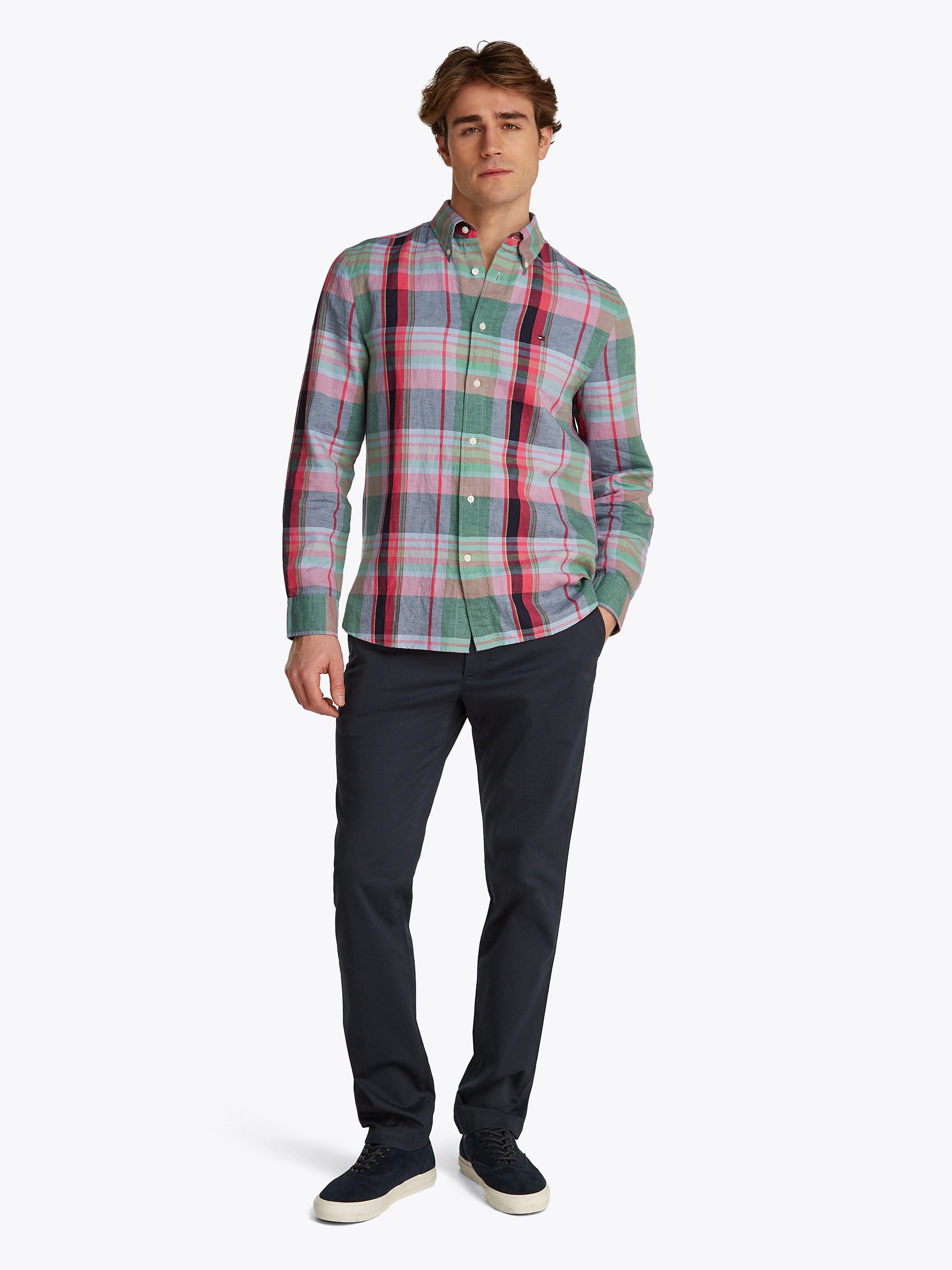 Tommy Hilfiger Overhemd met lange mouwen LINEN BLEND MADRAS CHECK