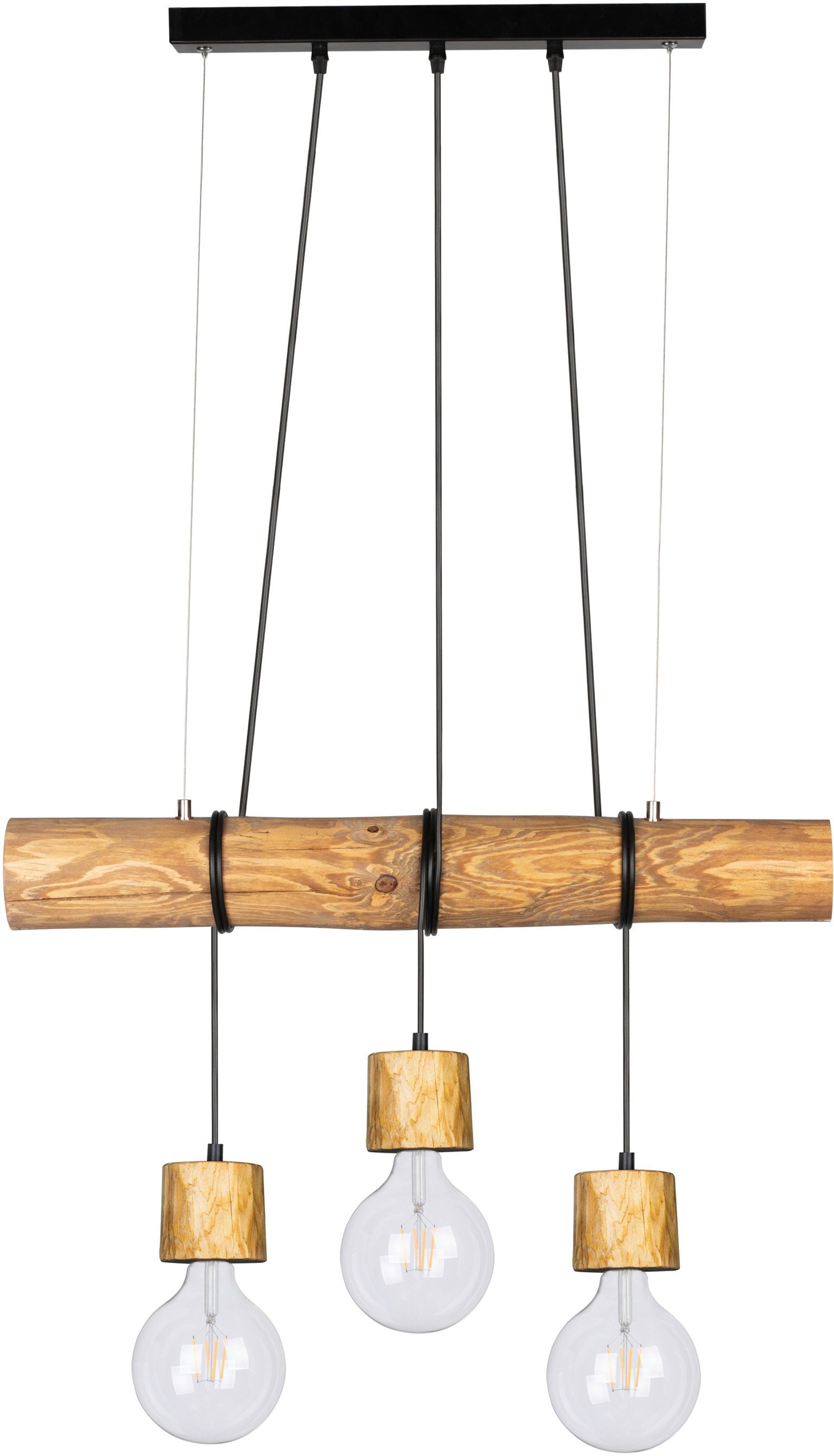 SPOT Light Hanglamp TRABO PINO Hanglamp, houten balk van massief grenenhout Ø 8-12 cm, duurzaam - FSC®-gecertificeerd, bijpassende LM E27/exclusief, Made in Europe