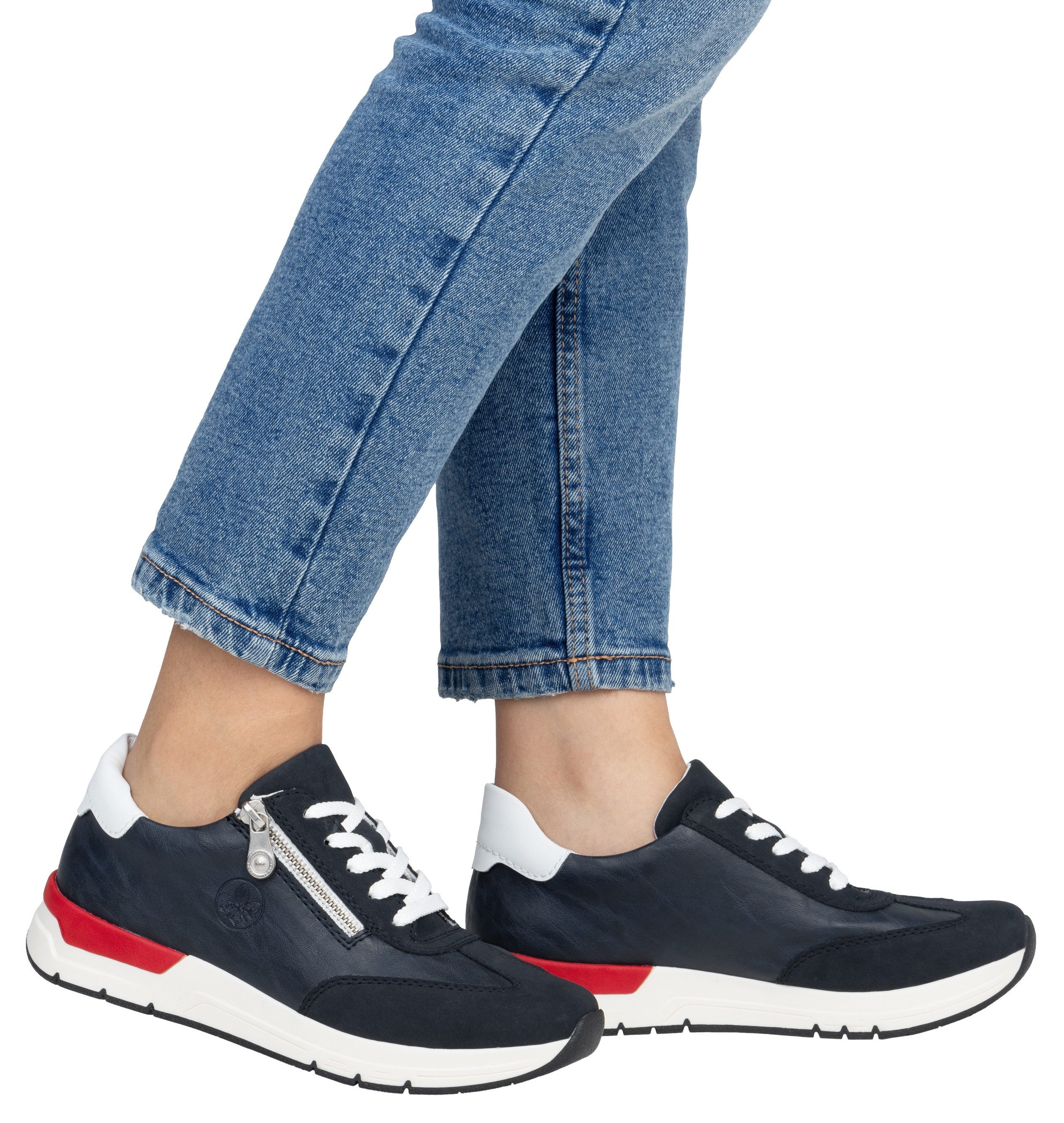 Rieker Sneakers met sleehak , lage schoen, vrijetijdsschoen, veterschoen met touwachtige ritssluiting