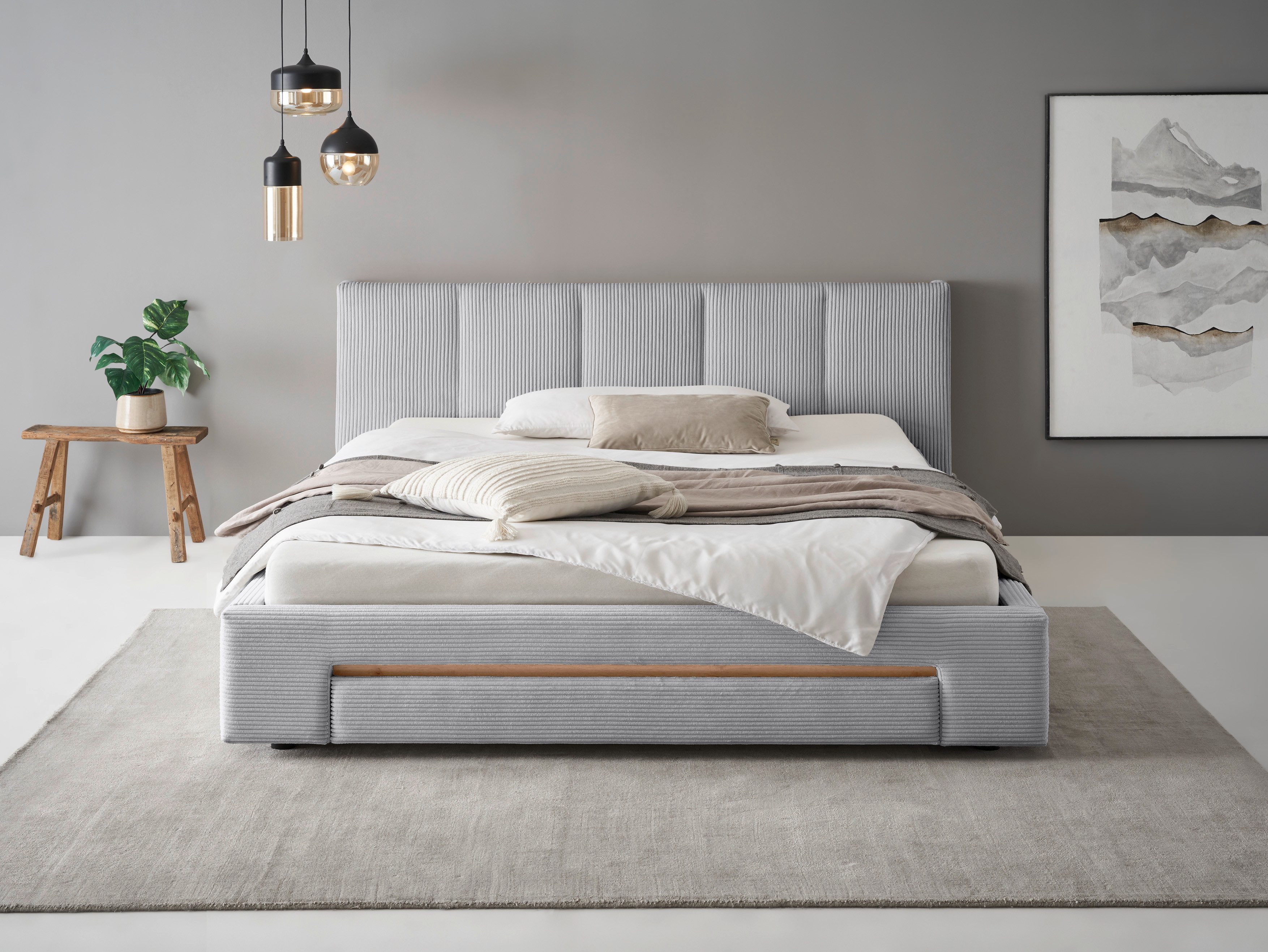 INOSIGN Gestoffeerd bed CiTY/GiRON, bedframe met bedlade, gestoffeerd opbergbed met hondenbed of opberglade, bekleding van corduroy of linnenlook