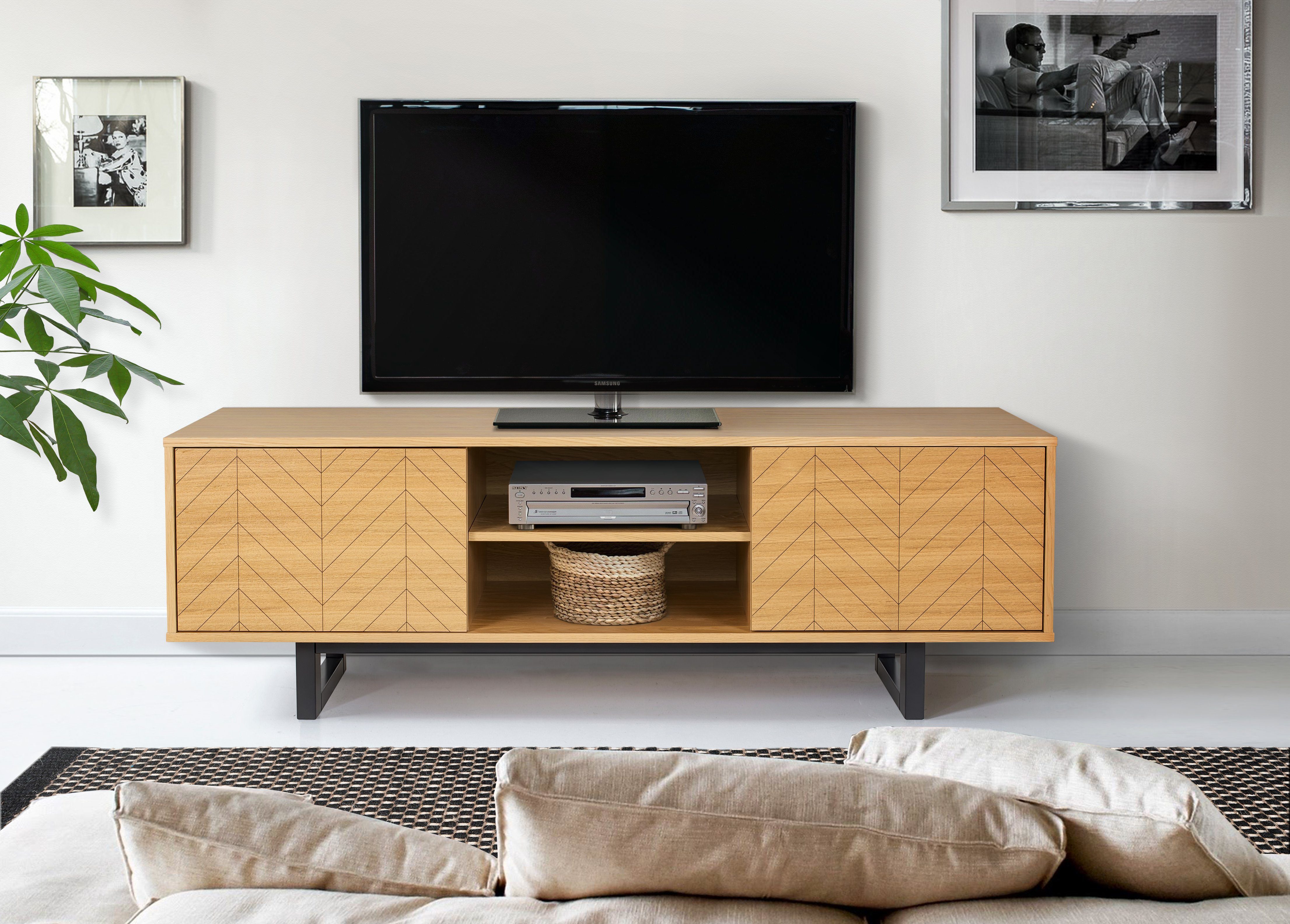 andas Tv-meubel Commode met bijzondere print, push-to-open functie