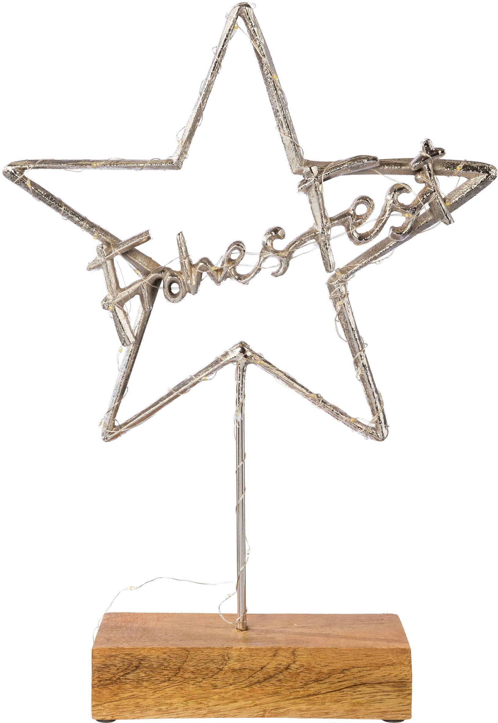 Creativ deco Decoratief object LUMEN, decoratiester met opschrift "Frohes Fest" Kerstdecoratie met LED-verlichting, batterijvoeding (1 stuk)