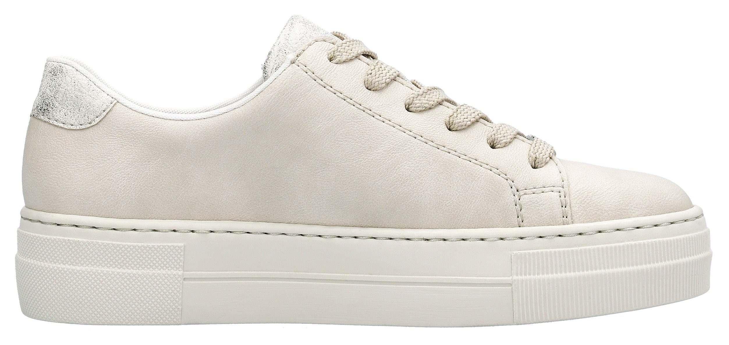 Rieker Plateausneakers met goudkleurige rits, vrijetijdsschoen, lage schoen, veterschoen
