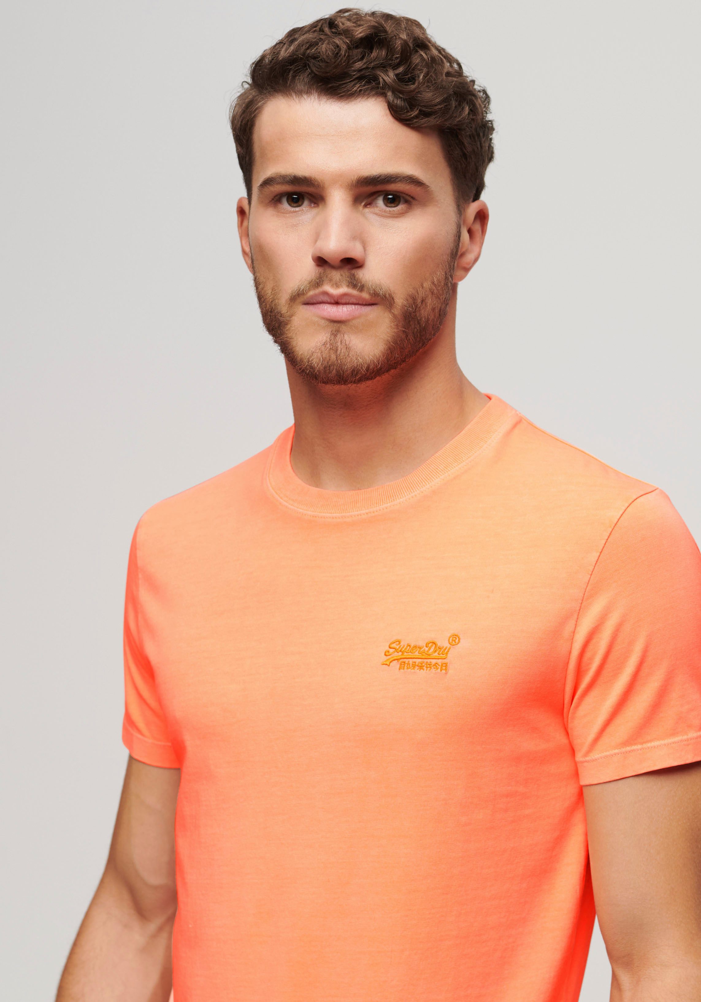 Superdry Shirt met ronde hals ESSENTIAL LOGO EMB NEON TEE