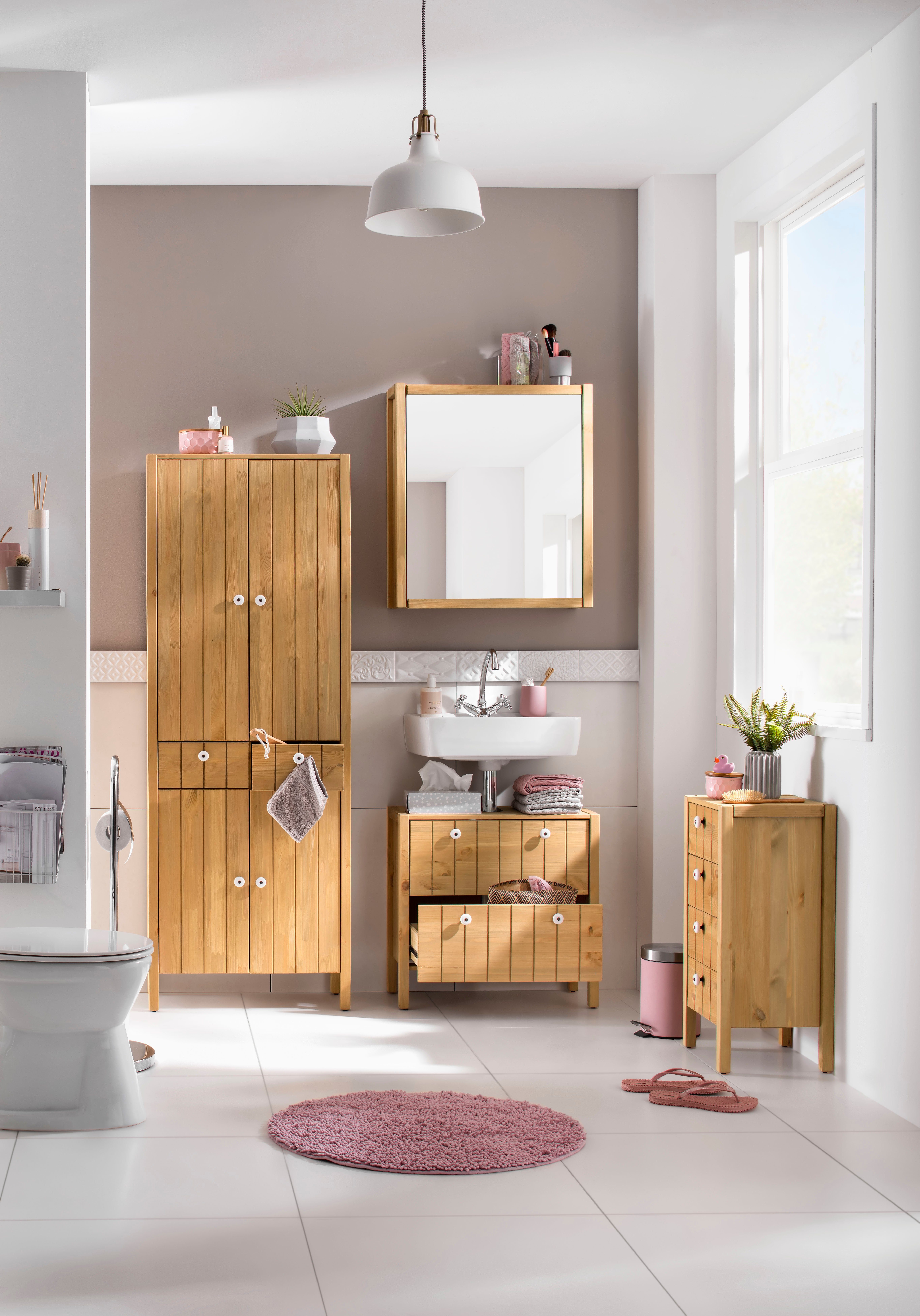 Home affaire Hoge kast TINA Badkamermeubel, kast, breedte 57 cm, massief hout