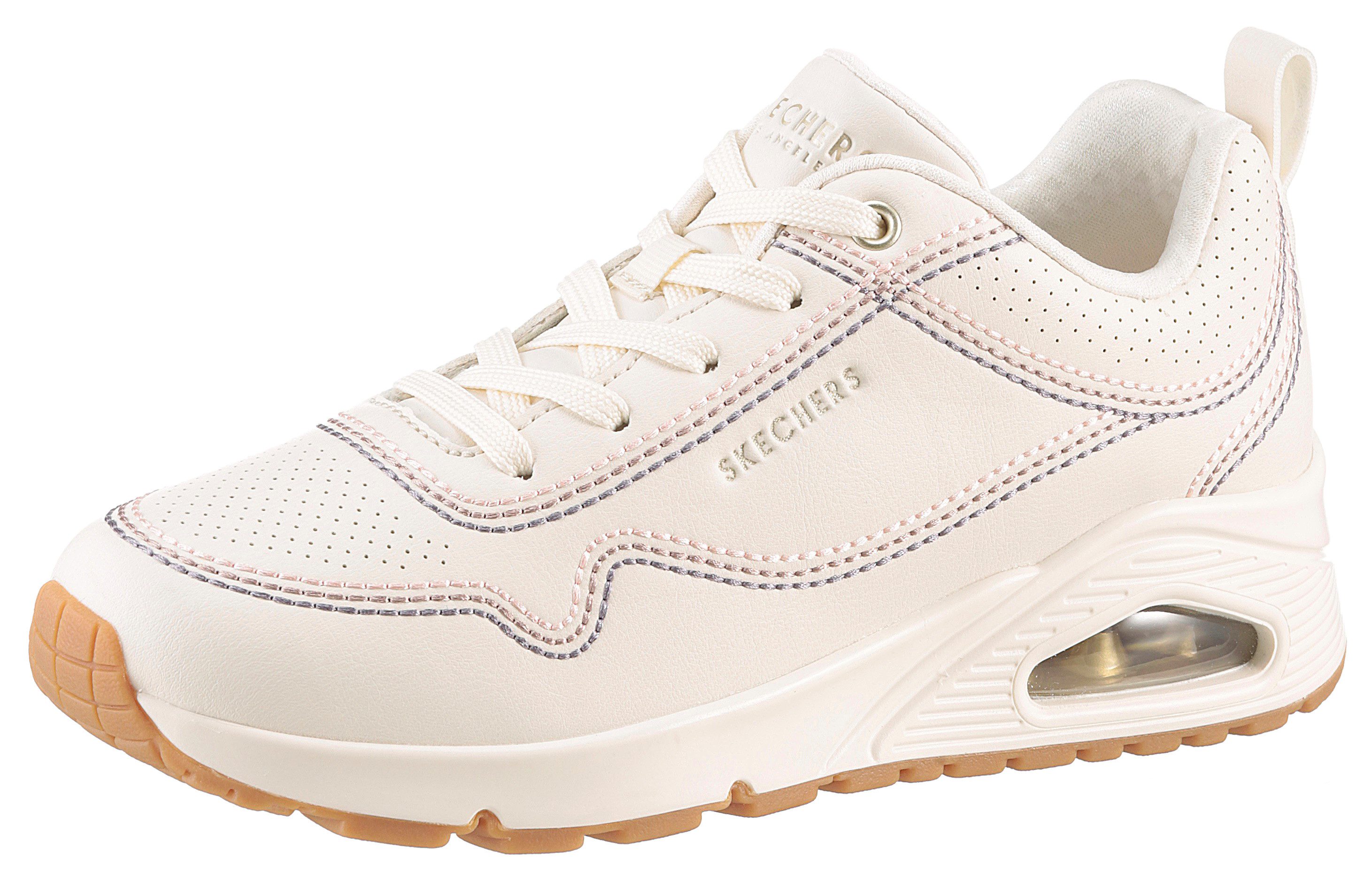 Skechers Sneakers UNO-LUXURIOUS STITCHES , wedge sneaker, plateau sneaker met skech-air functie dames schoenen maat 38 beige