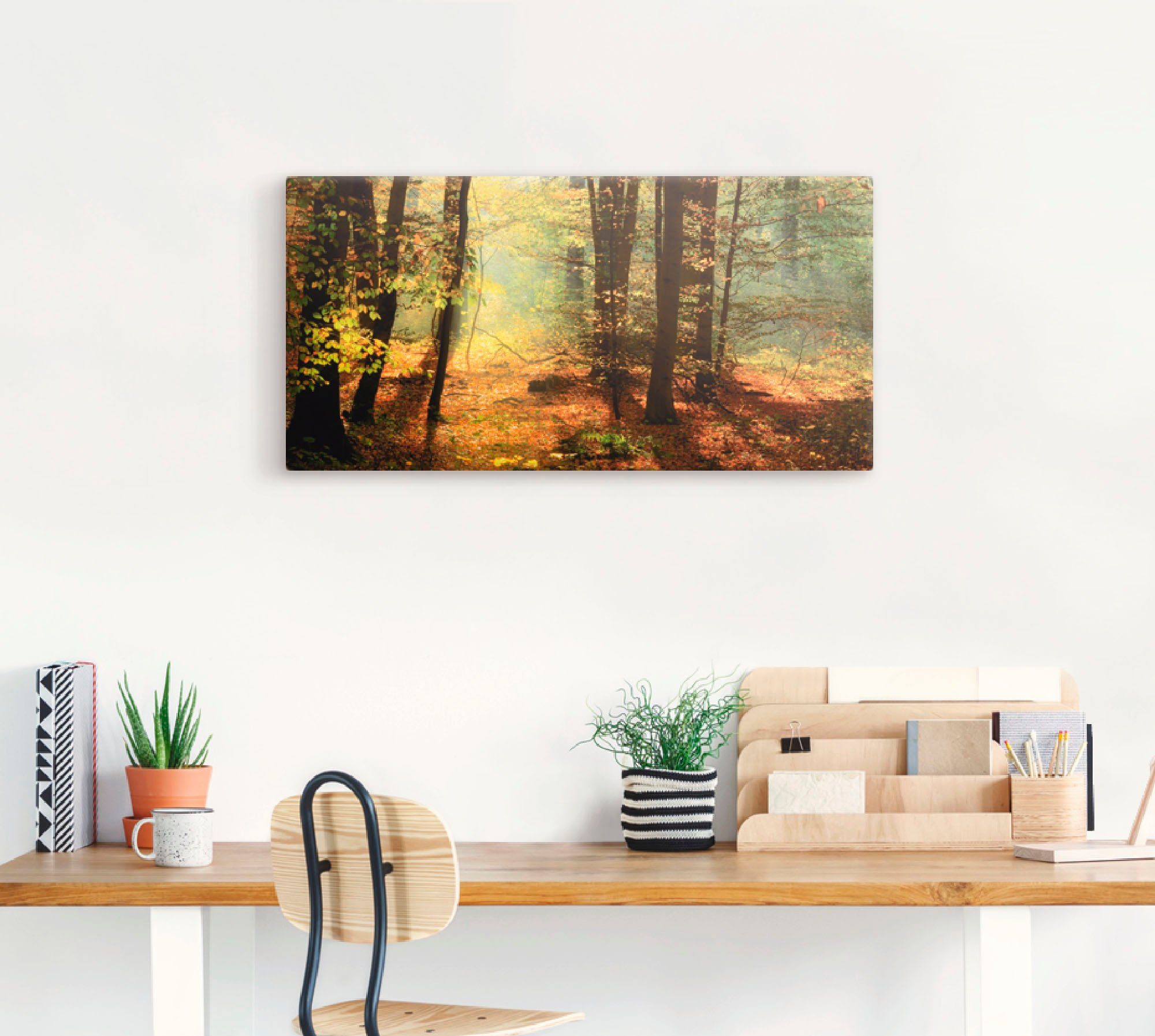 Artland Artprint Herfstlicht in het bos als artprint op linnen, poster, muursticker in verschillende maten